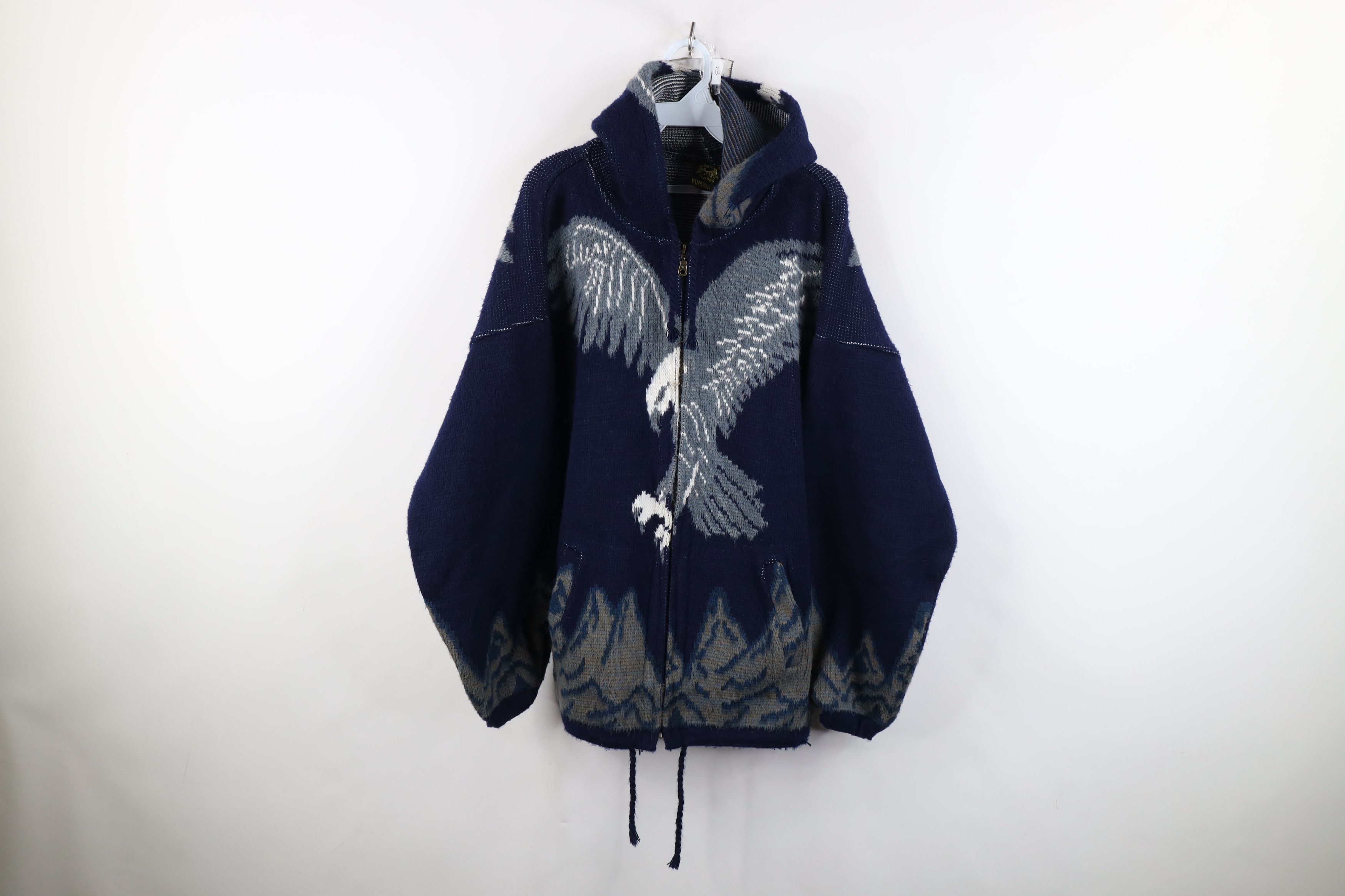 Vintage Vintage 90s Streetwear Eagle All Over Print Hoodie Jacket Size US L / EU 52-54 / 3 - 1 Thumbnail