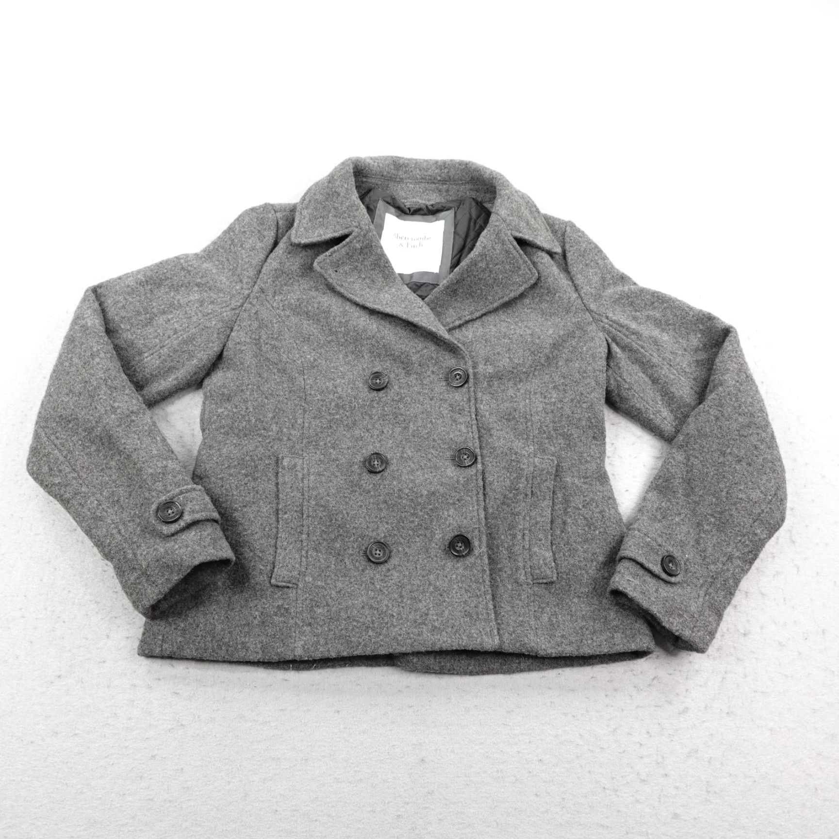 Abercrombie & Fitch Abercrombie & Fitch Jacket Womens Large Gray Wool Blend Peacoat Double Breasted Pea Coat Coat Mens? Wait Size L / US 10 / IT 46 - 2 Thumbnail
