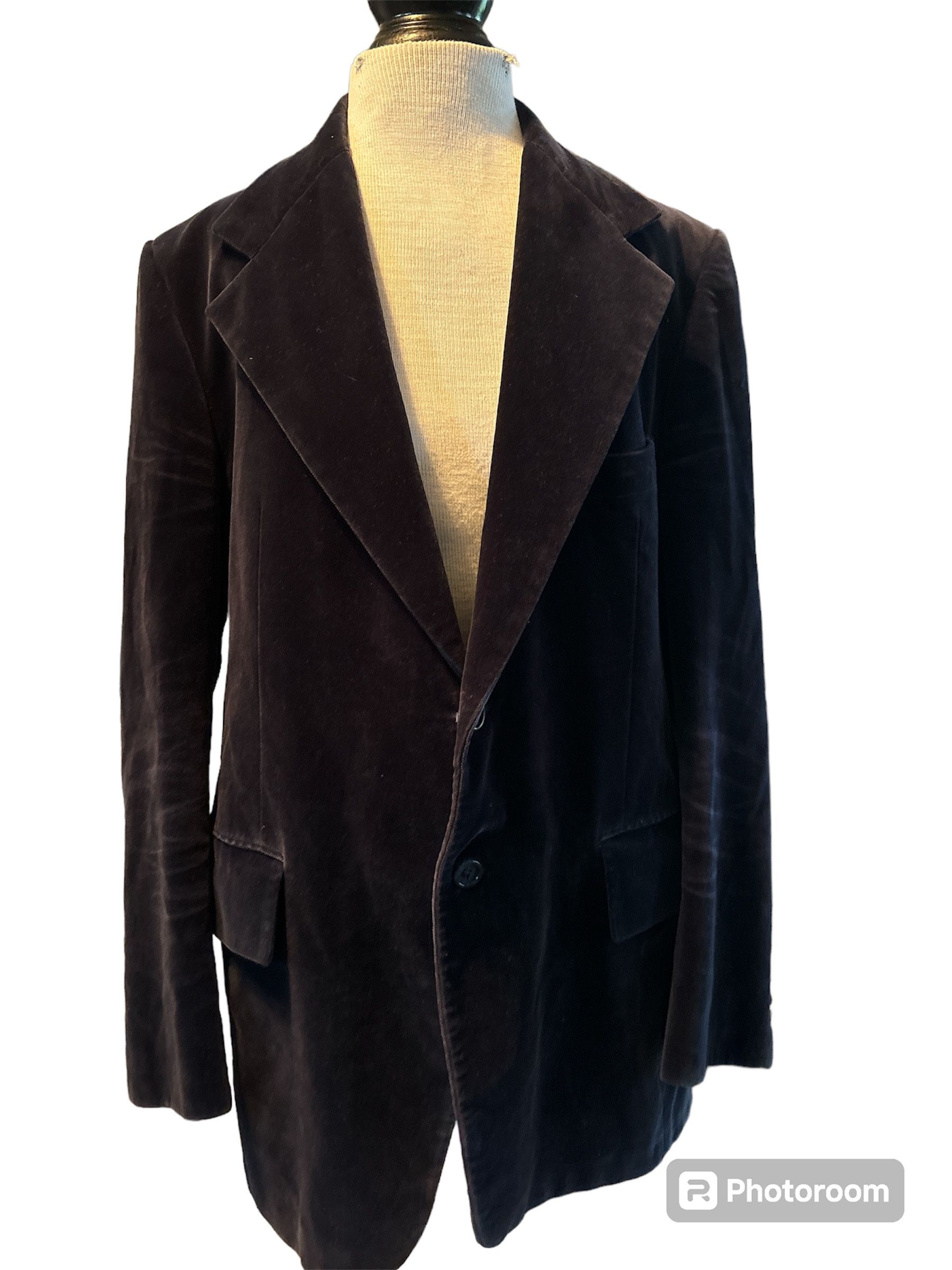 YVes Saint Laurent Crushed Velvet Dark Blue Smokers Jacket