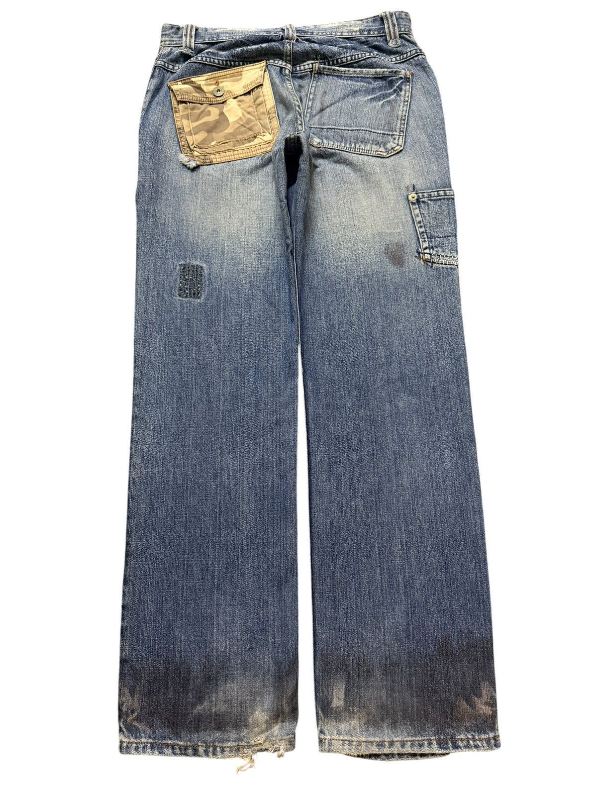 Kapital Vintage Y2K Japanese Brand Faded Wash Distress Patch Baggy Size US 32 / EU 48 - 2 Thumbnail