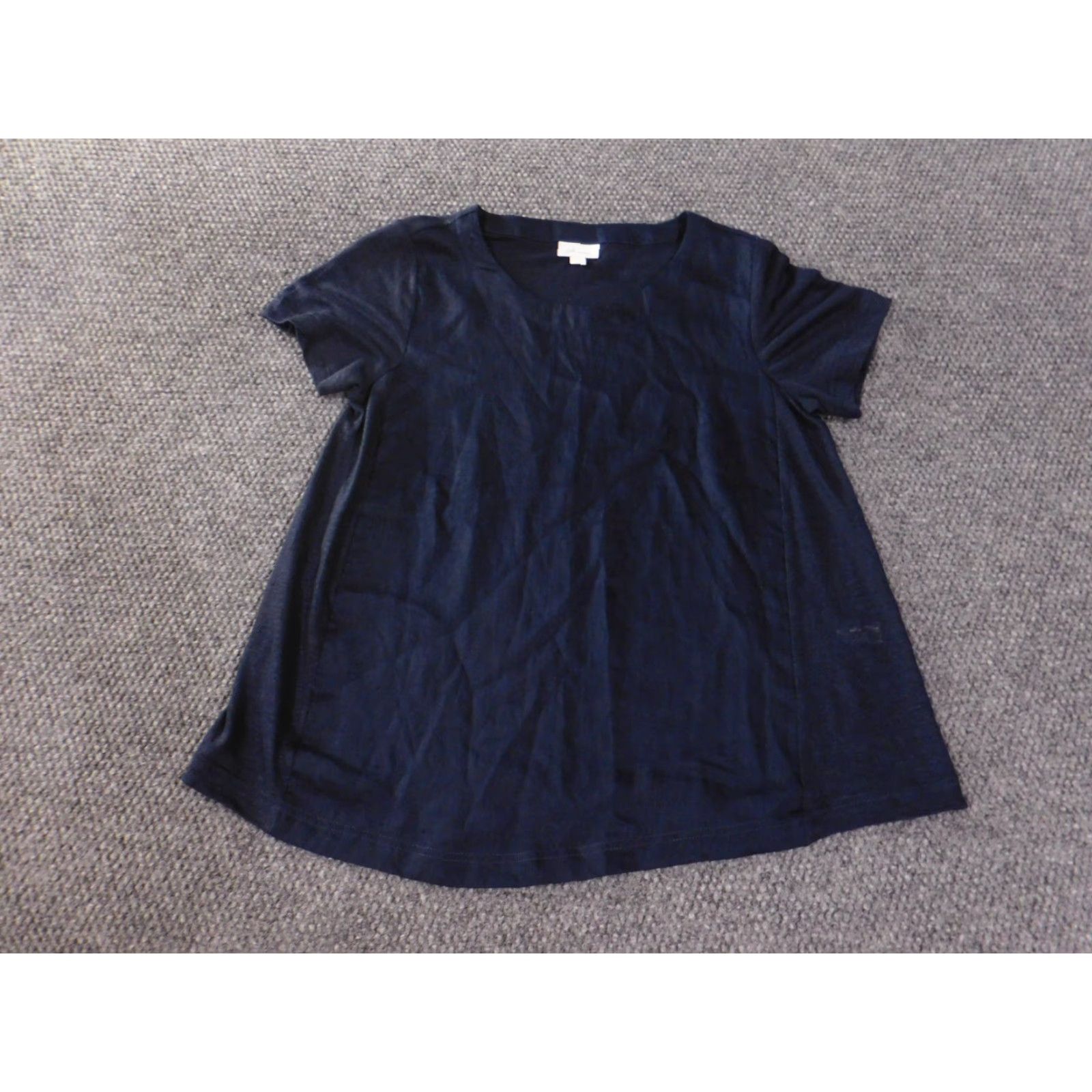 J. Jill J. Jill Blouse Shirt Womens Small Blue Linen Round Neck Cap Sleeve Pullover Casual Short Sleeve Solid Rayon Linen Size S / US 4 / IT 40 - 2 Thumbnail