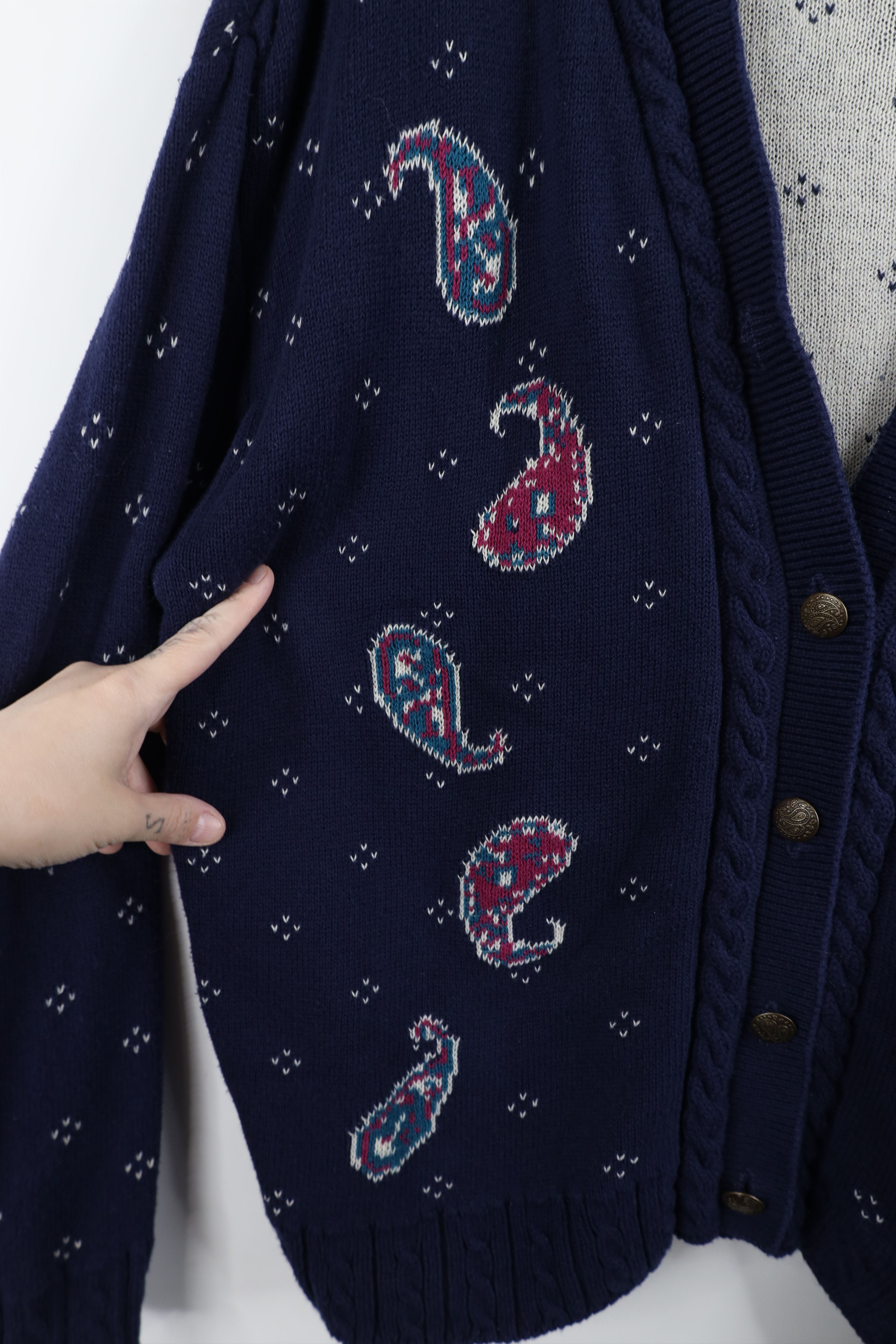 Vintage Vintage 90s Streetwear Cable Knit Button Cardigan Sweater Size XL / US 12-14 / IT 48-50 - 6 Thumbnail