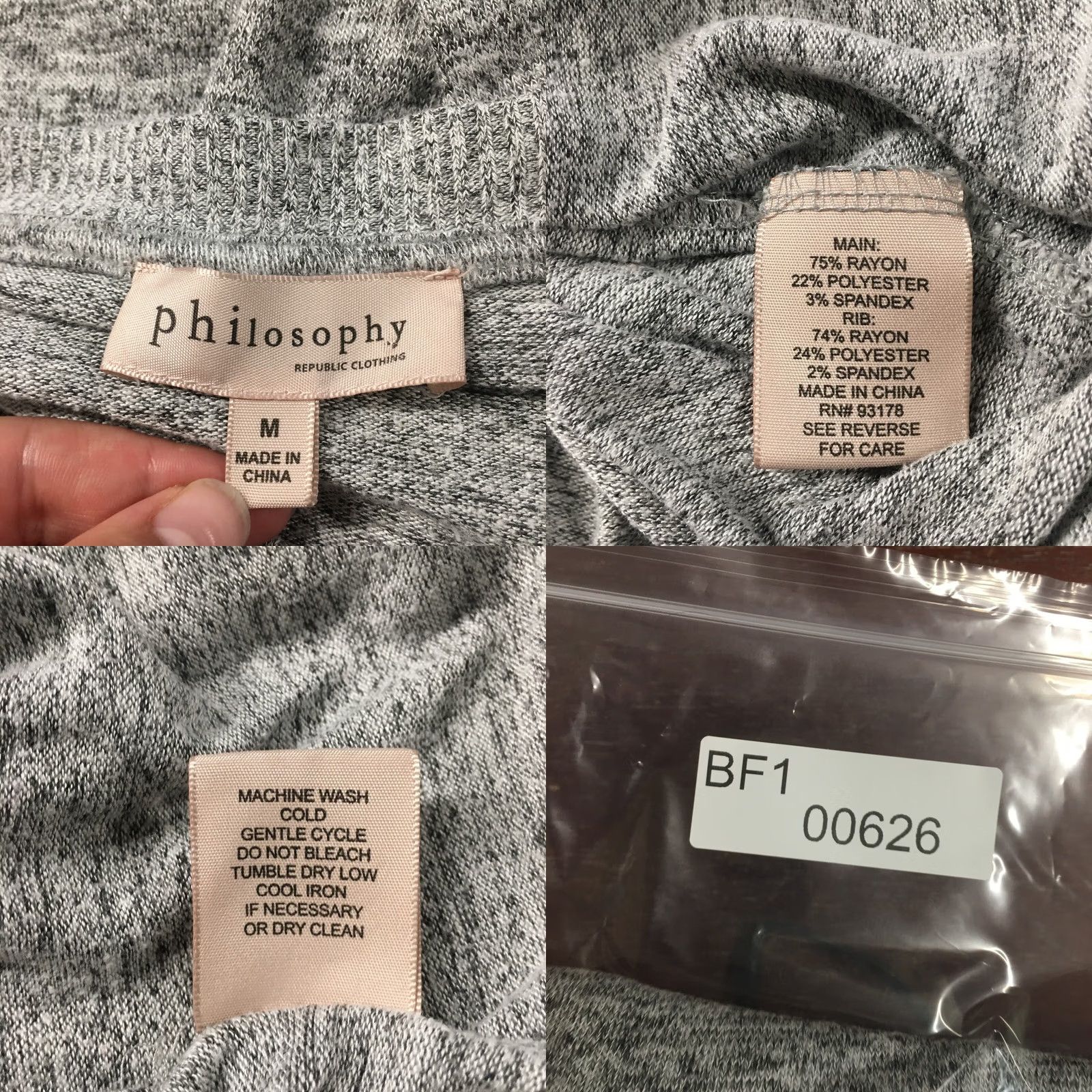 Vintage Philosophy Sweater Womens M Gray Crew Neck Long Sleeve Pullover Knit Casual Size M / US 6-8 / IT 42-44 - 10 Thumbnail