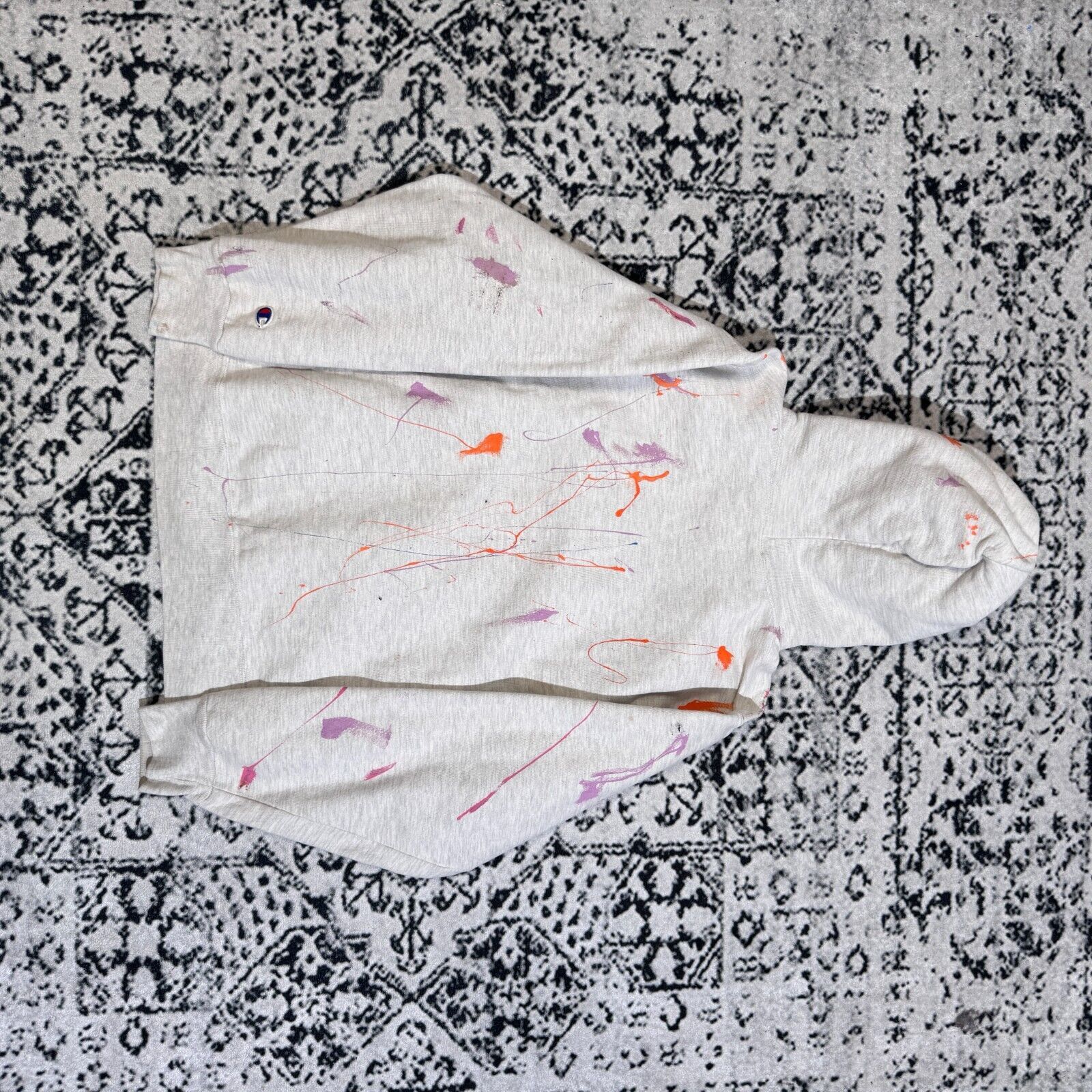 Champion × Vintage Champion Unisex Grey Cotton Hoodie Size S Paint Splatter Size US S / EU 44-46 / 1 - 11 Thumbnail