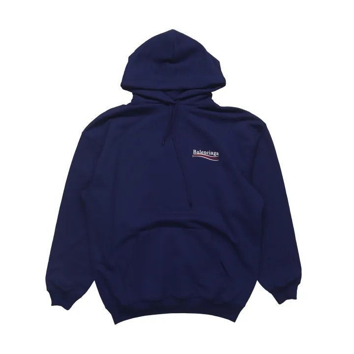 Balenciaga Balenciaga Balenciaga Logo Embroidered Hoodie in Deep Blue Size US M / EU 48-50 / 2 - 1 Thumbnail