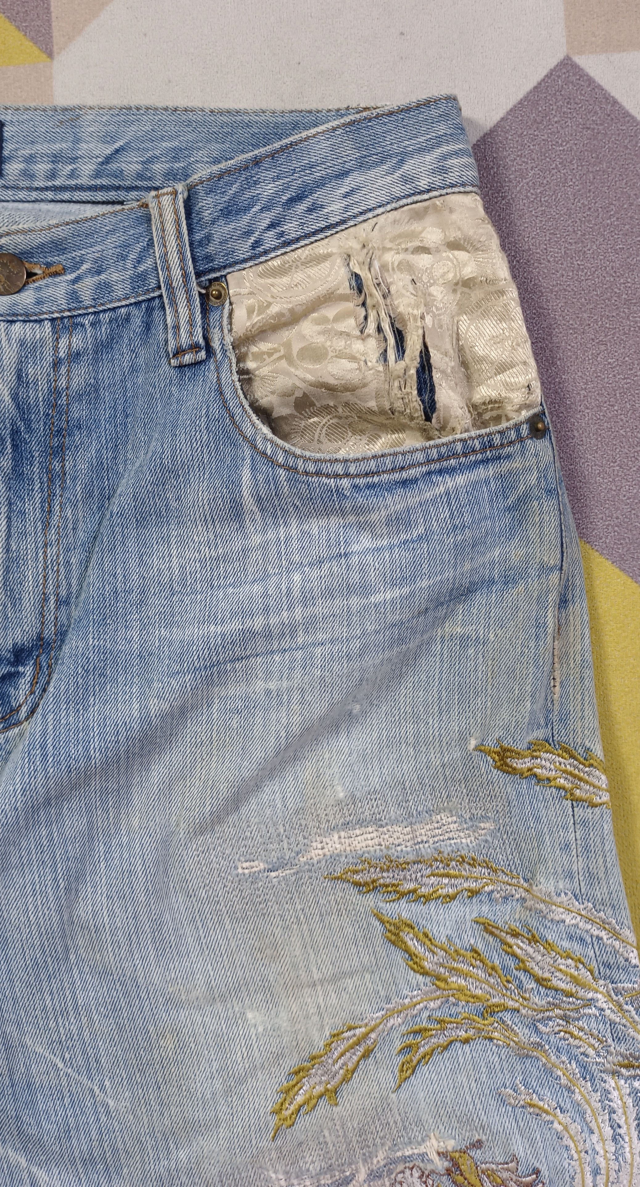Japanese Brand × Vintage Seiden Sukajan Karakuri Style Distressed Jeans Size US 32 / EU 48 - 13 Thumbnail