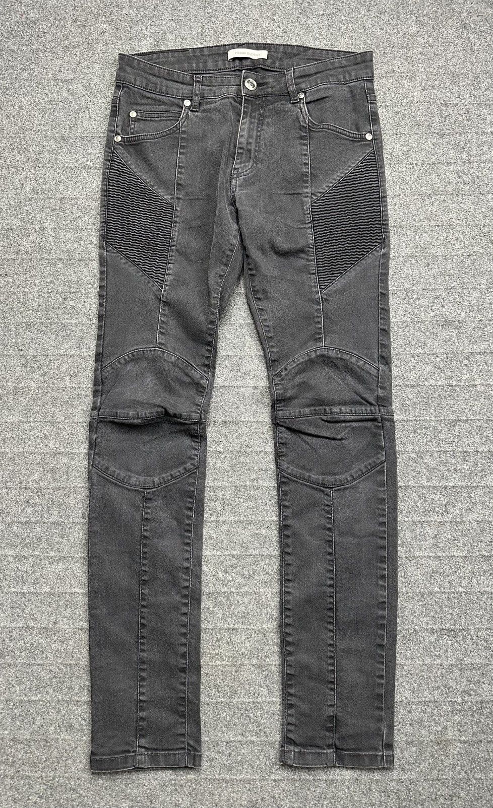 Pierre Balmain Pierre Balmain - Men’s Moto Biker - Washed Black Denim Jeans Size US 32 / EU 48 - 1 Thumbnail