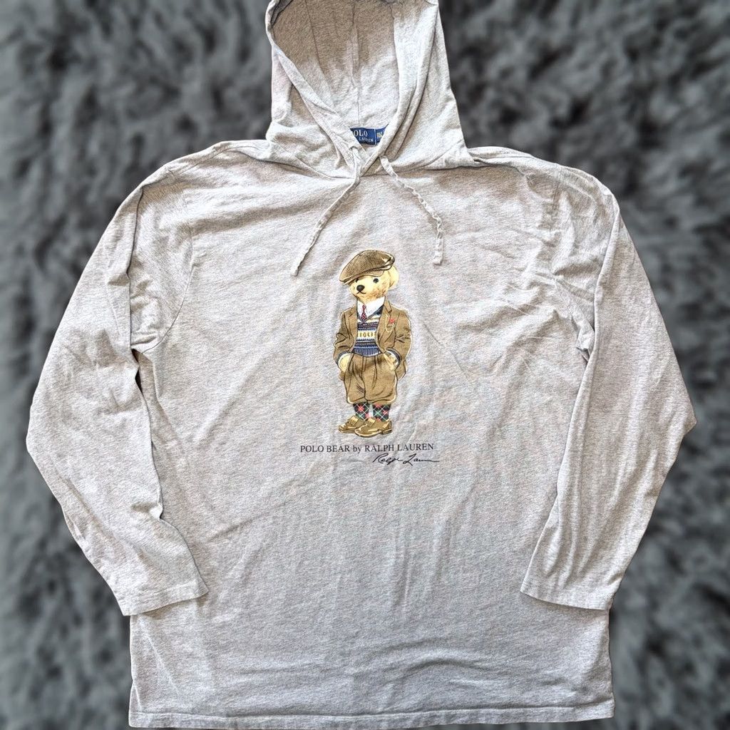 Polo Ralph Lauren Polo Ralph Lauren Men's Grey Heather Polo Bear Hooded Long Sleeve T Shirt 2XLT Size US XXL / EU 58 / 5 - 1 Thumbnail
