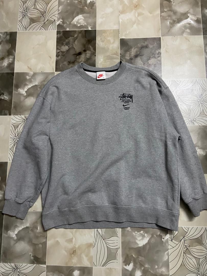 トップス STUSSY & NIKE CREW SWEATSHIRT GRAY Nike x Stussy International Crewneck Fleece Sweatshirt, Size L