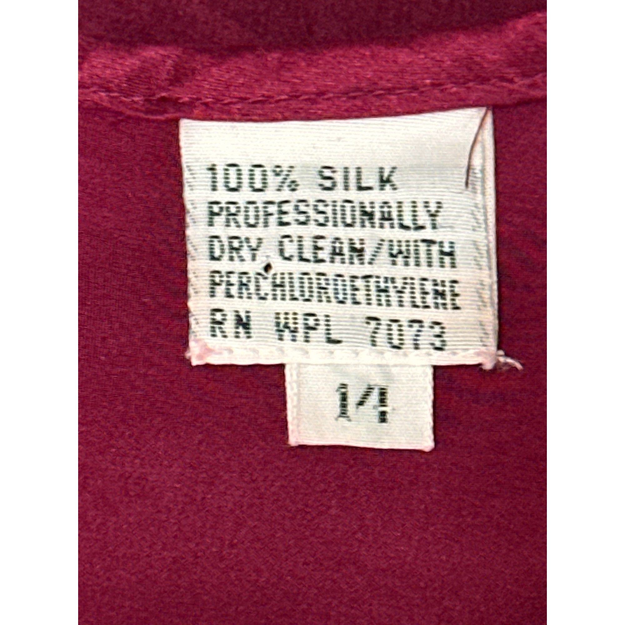 Other Vintage All Silk Blouse by Jonathan Logan 14 Magenta Long Sl Size XL / US 12-14 / IT 48-50 - 8 Thumbnail