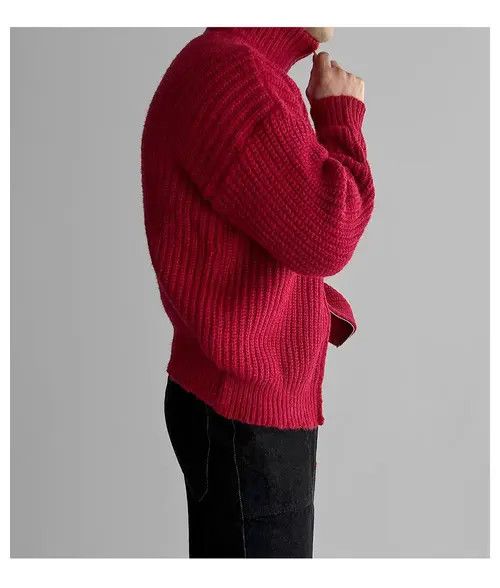 Japanese Brand Vintage Double Zipper Red XL Knit Stand-Up Jacket Coat Size US XL / EU 56 / 4 - 4 Thumbnail