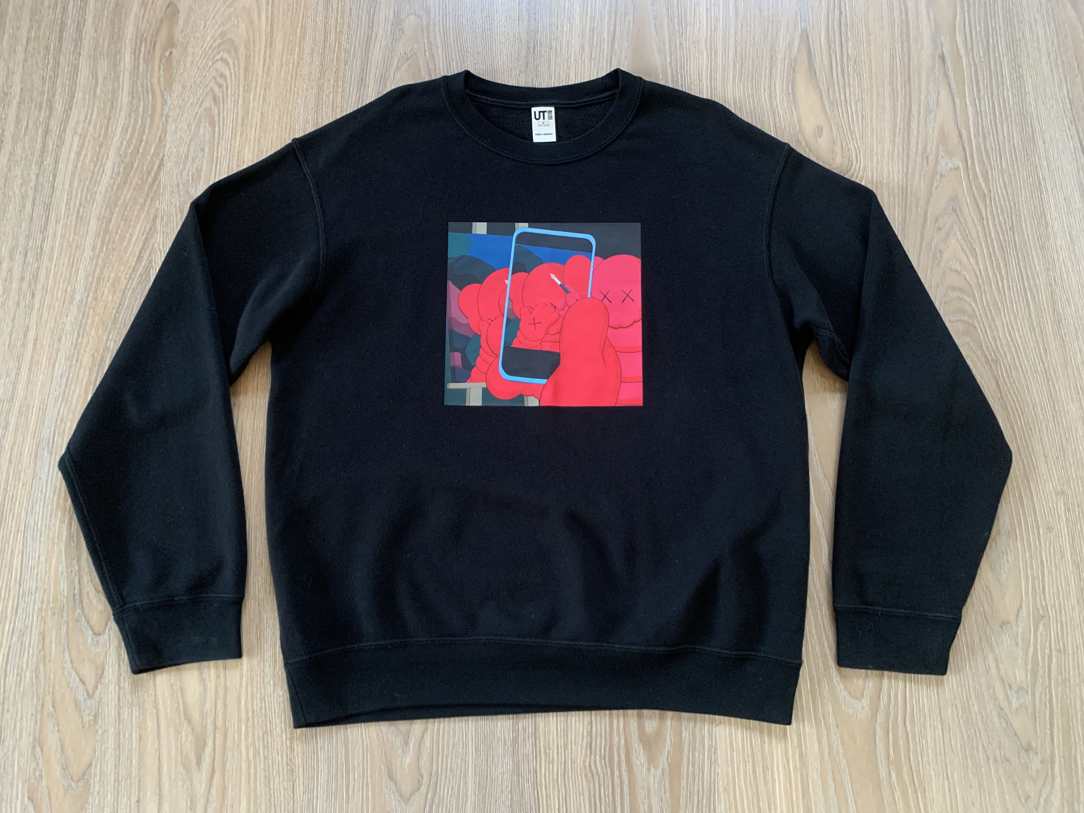 Japanese Brand Mens KAWS Uniqlo Andy Warhol Black Graphic Sweatshirt Size US M / EU 48-50 / 2 - 2 Thumbnail