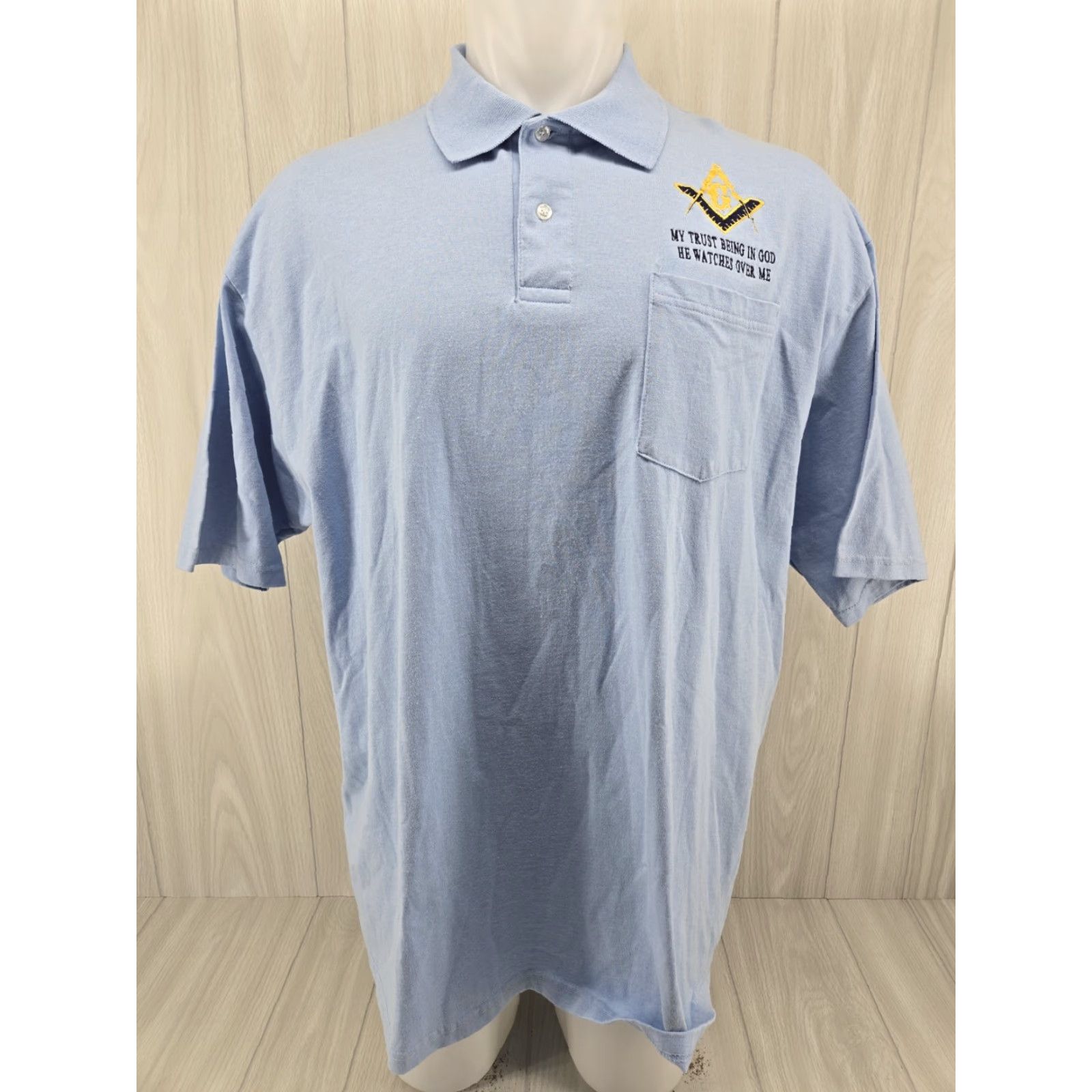 Jerzees Masonic Lodge Embroidered Polo Shirts Short Sleeve 2XL Blue Nike? Size US XXL / EU 58 / 5 - 2 Thumbnail