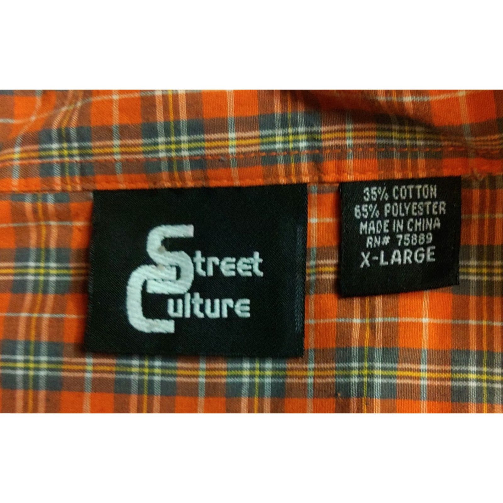 Vintage VINTAGE Street Culture Shirt XL Street Culture XL Short Sleeve Orange Plaid Button Up 90s Mens Size US XL / EU 56 / 4 - 4 Thumbnail