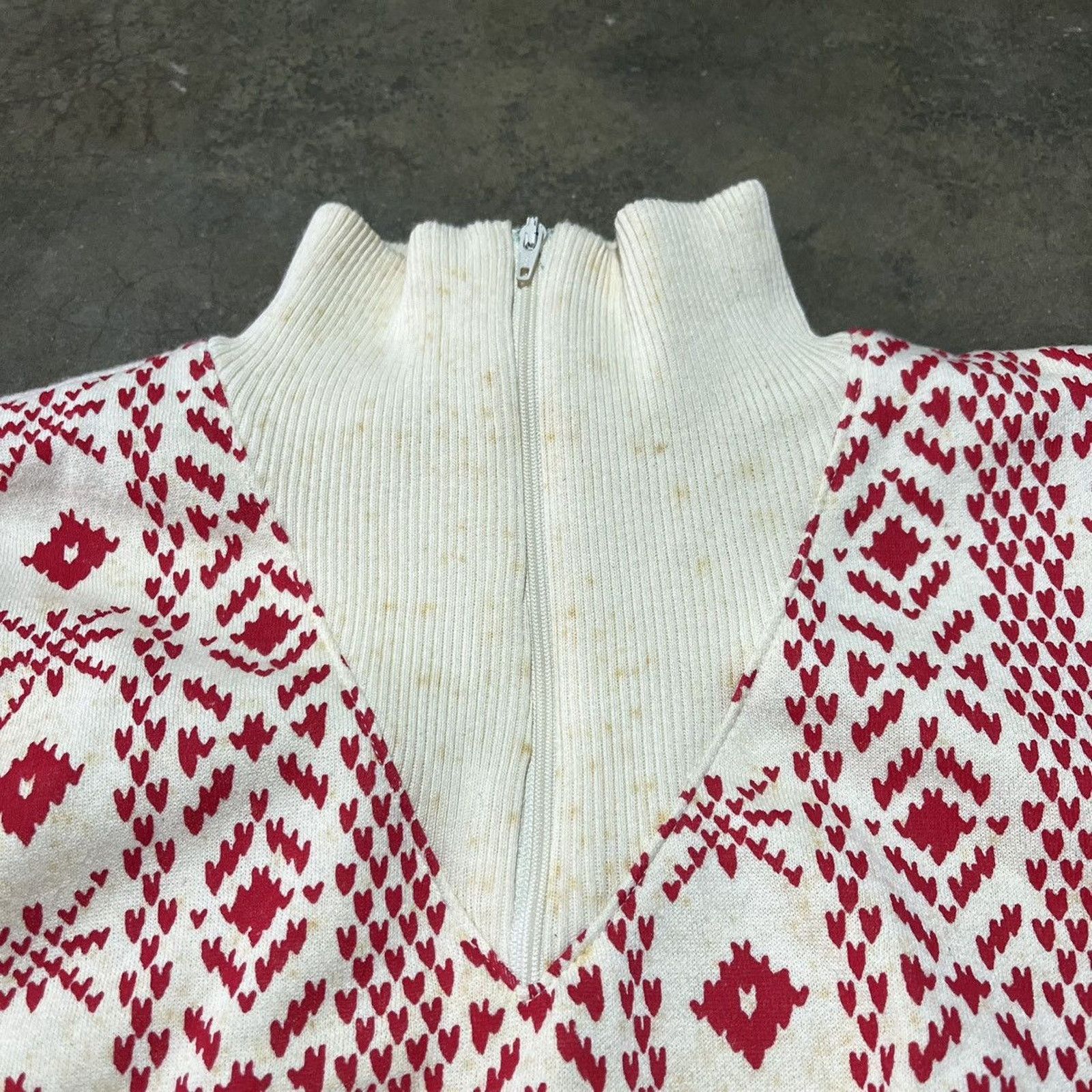 L.L. Bean × Vintage Vintagw 80s LL Bean White/Red Nordic Pattern Sweatshirt Size L / US 10 / IT 46 - 3 Thumbnail