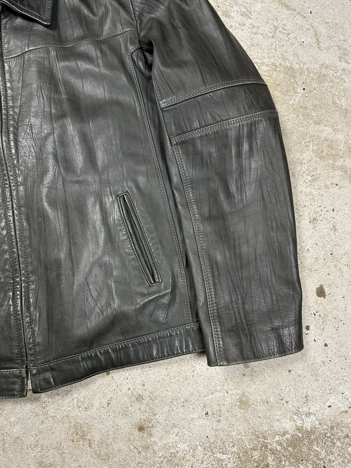 Genuine Leather Vintage Y2K Distressed Bottle Green Genuine Leather Jacket Size US XXL / EU 58 / 5 - 6 Thumbnail