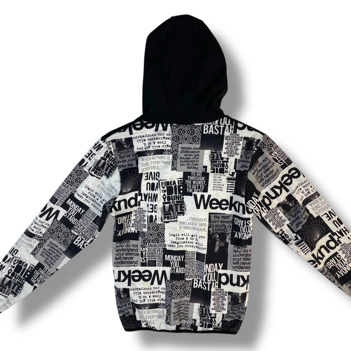 20471120 SHISKY NEWSPAPER WORDING ANARCHY SEDITIONARIES PUNK JACKET Size US S / EU 44-46 / 1 - 12 Thumbnail