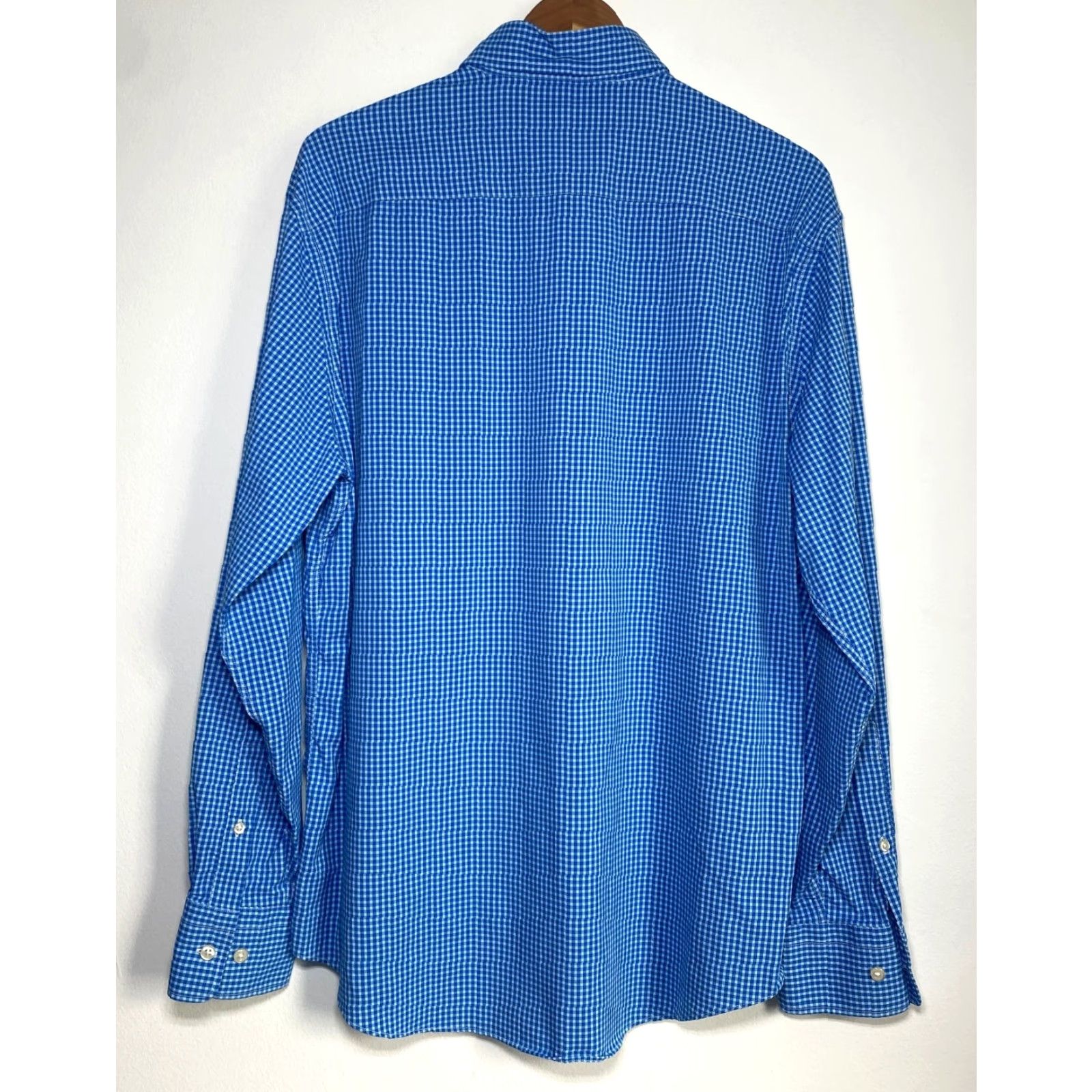 Peter Millar Peter Millar Summer Comfort Button-Up Performance Shirt Check Blue Sz L Mens Long Sleeve Collared 94% Nylon 6% Spandex Lightweight Stretch Regular Size US L / EU 52-54 / 3 - 2 Thumbnail