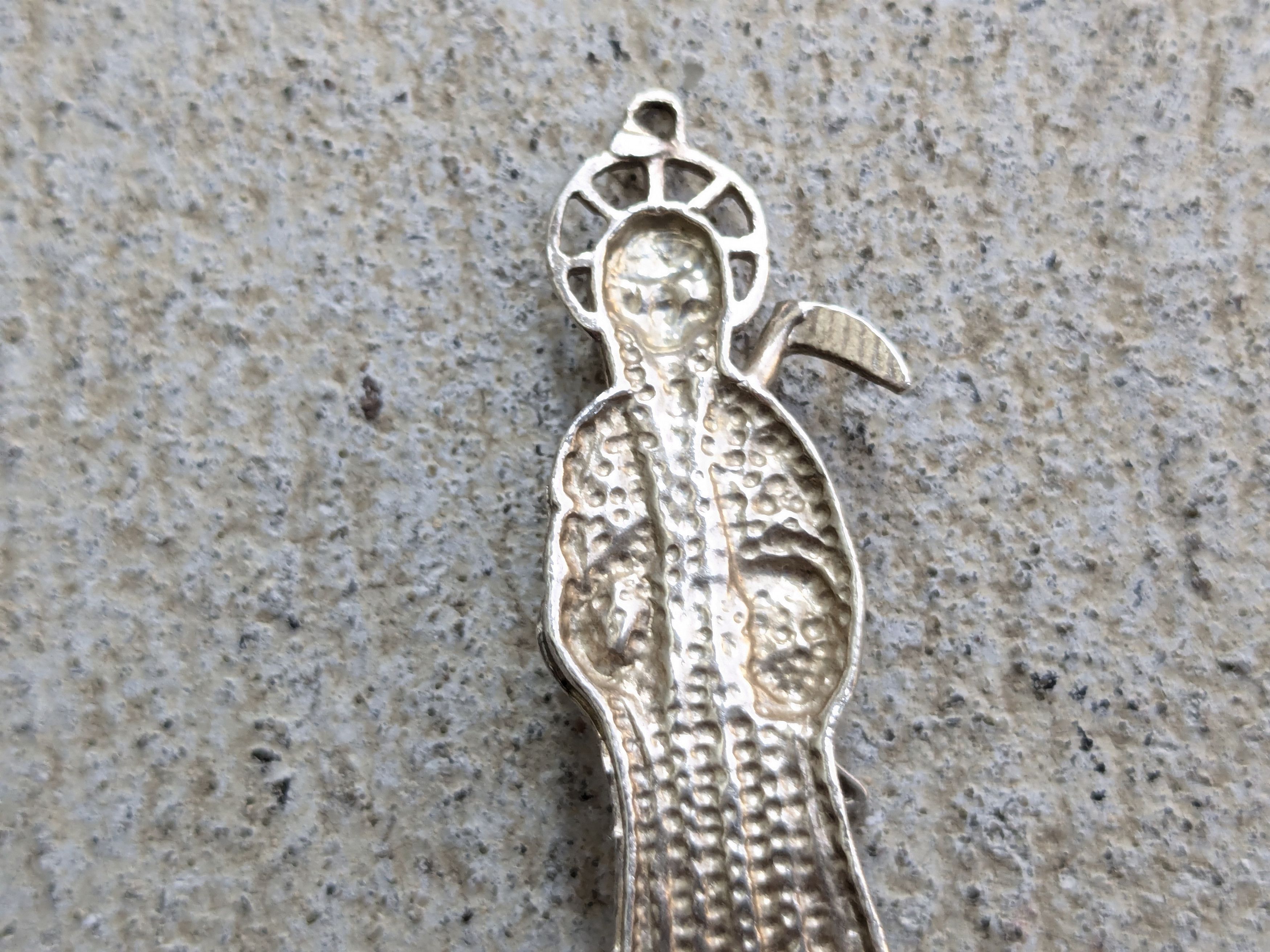 Jewelry Vintage Sterling Silver Pendant Grim Reaper Skull Skeleton Size ONE SIZE - 9 Thumbnail