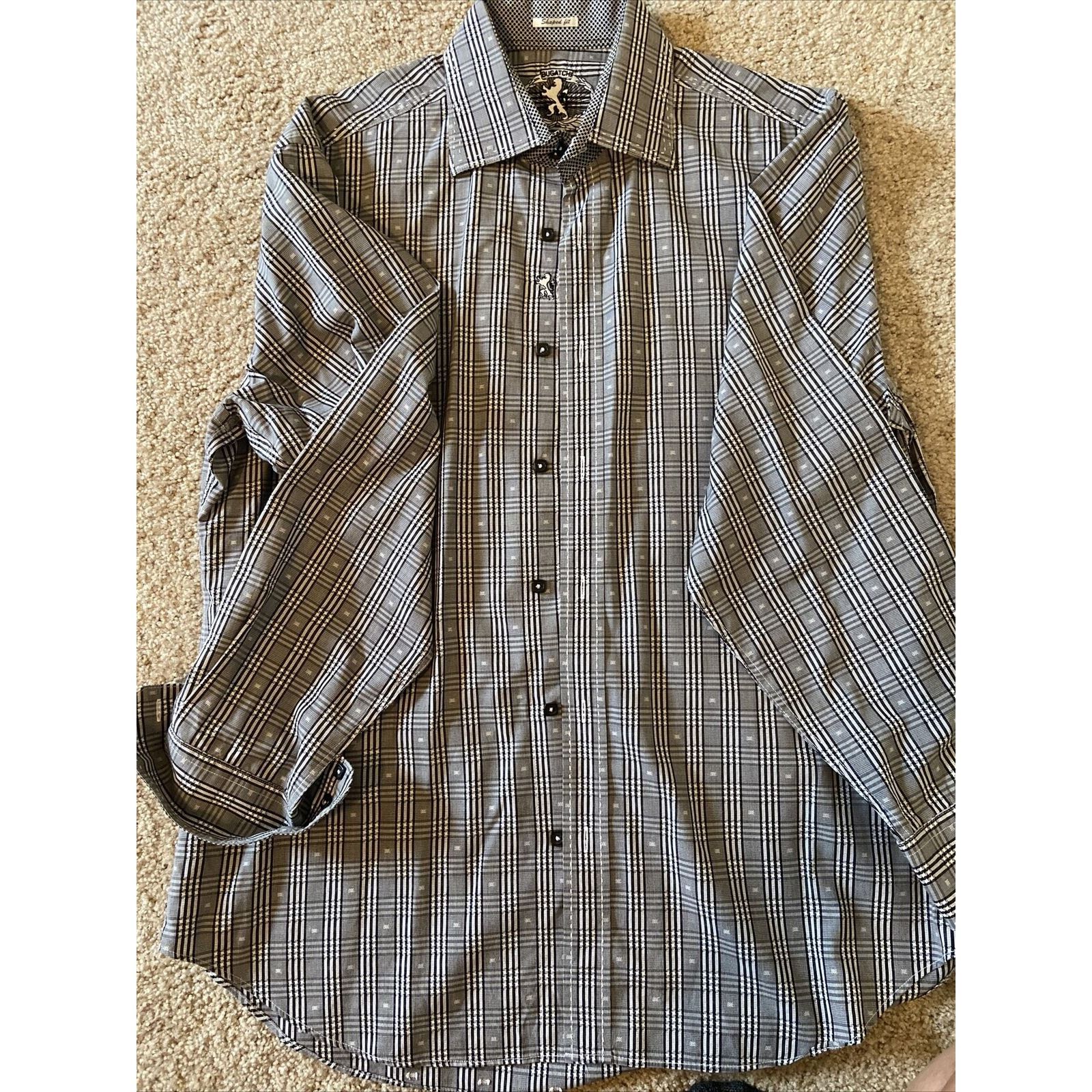 BUGATCHI Bugatchi Shaped Fit Long Sleeve Button Down Black Gray, XL Size US XL / EU 56 / 4 - 7 Thumbnail