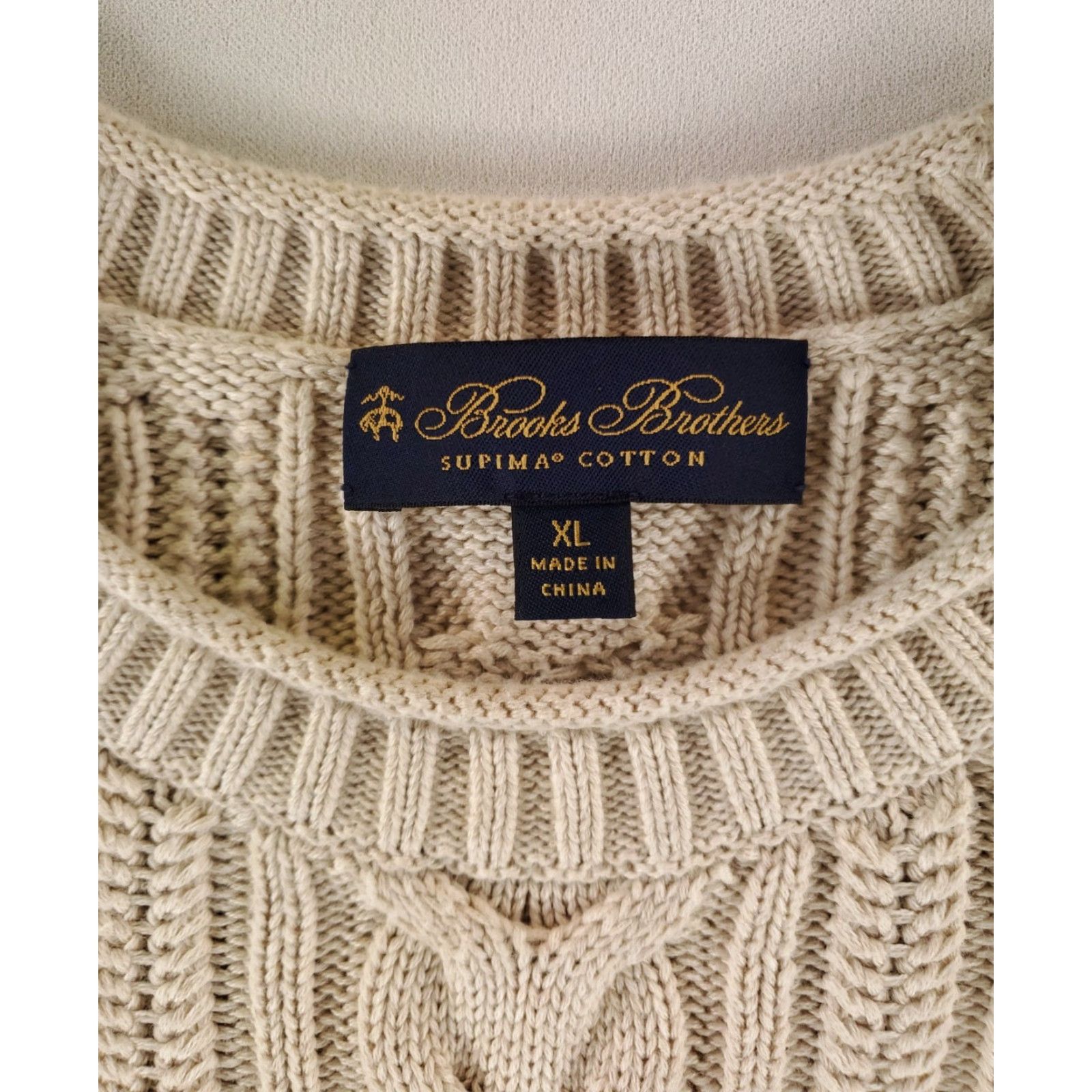Brooks Brothers Brooks Brothers Sweater Cable Knit Chunky Supima Cotton Cream White Mens XL Pullover Mens XL White Cable-Knit Pullover Brooks Brothers Size US XL / EU 56 / 4 - 2 Thumbnail