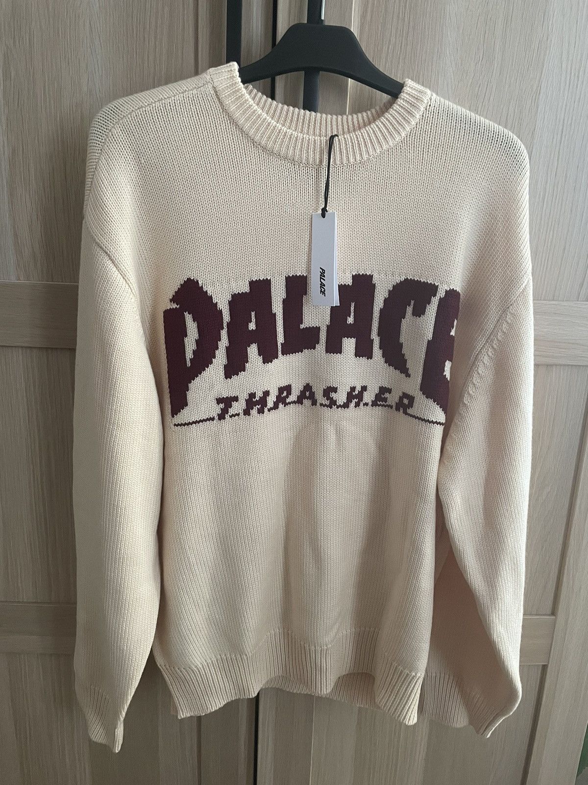 Palace Palace Thrasher Knit Off White | Grailed