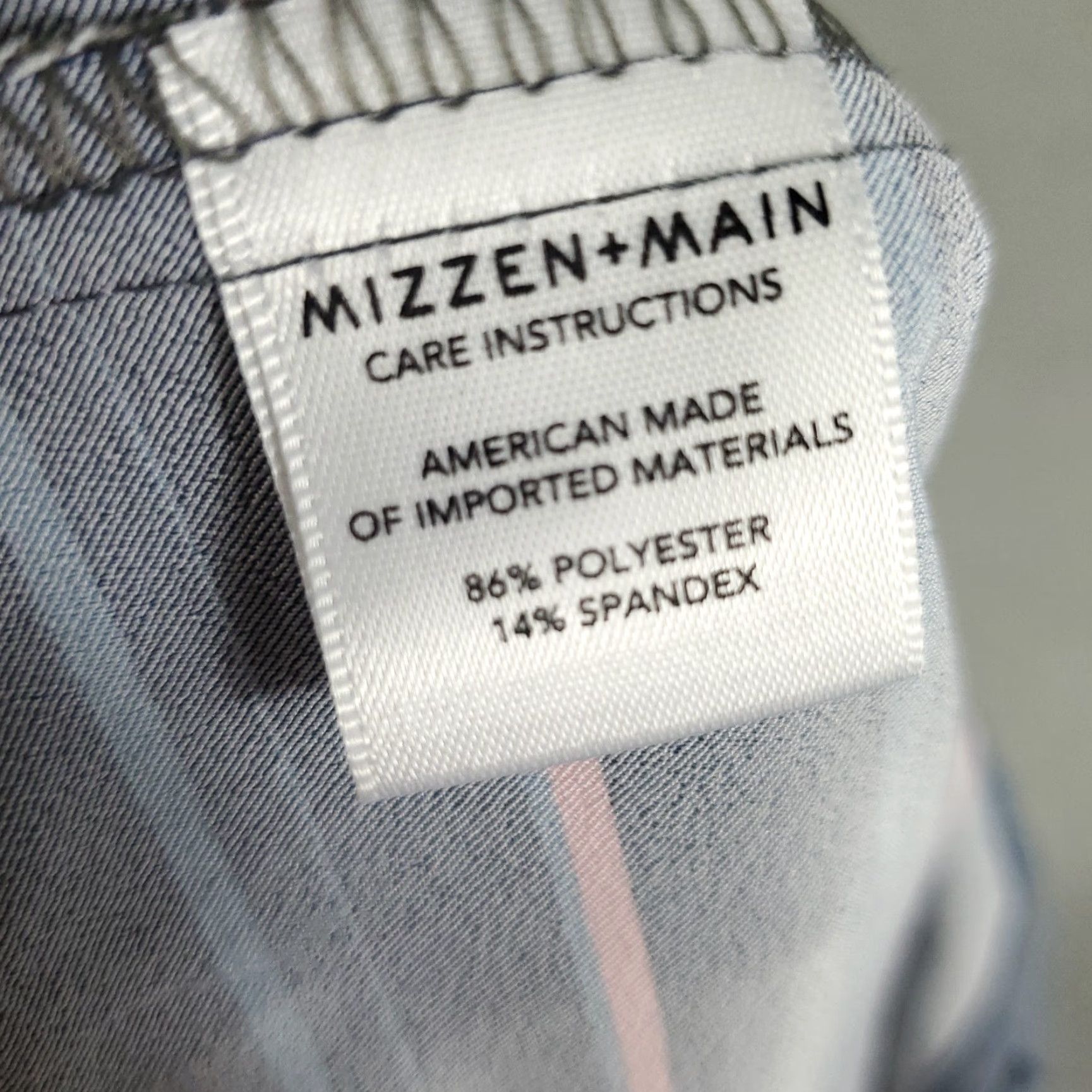 Mizzen+Main Mizzen+Main Shirt Mens Medium Blue Striped Trim Fit Stretch Button Up Size US M / EU 48-50 / 2 - 7 Thumbnail