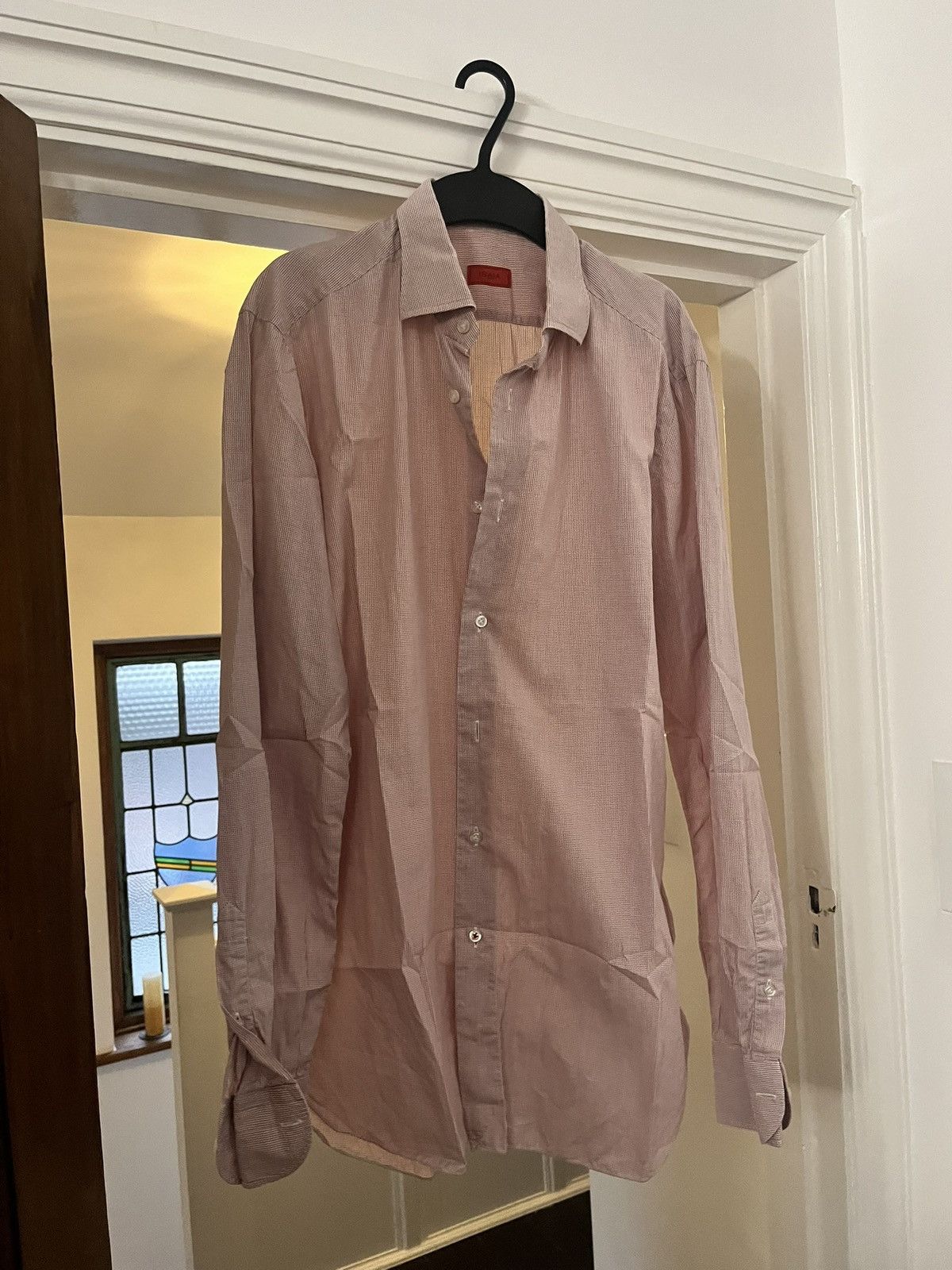 Isaia Isaia pink check cotton shirt size 15.75 40 Size US M / EU 48-50 / 2 - 1 Thumbnail