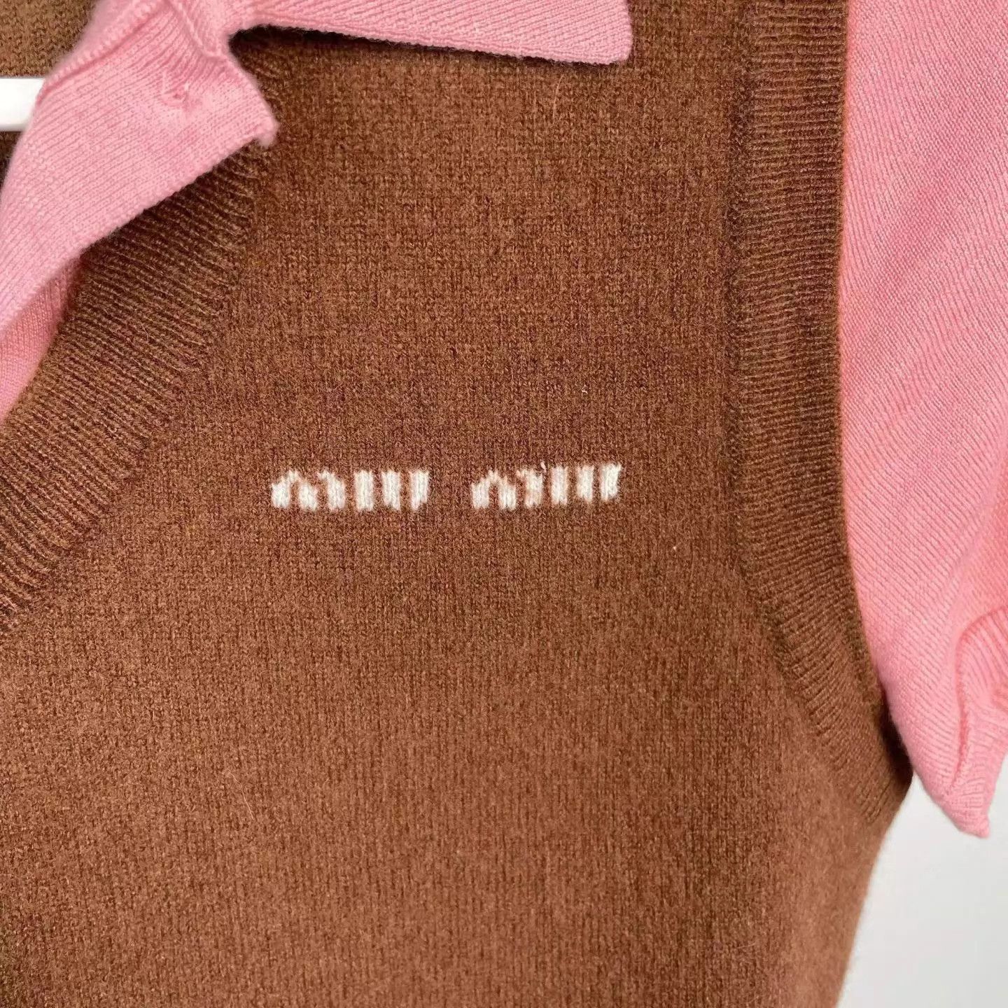 Miu Miu MIU MIU colorblock polo shirt pink/brown size 38 24 Size XS / US 0-2 / IT 36-38 - 7 Thumbnail
