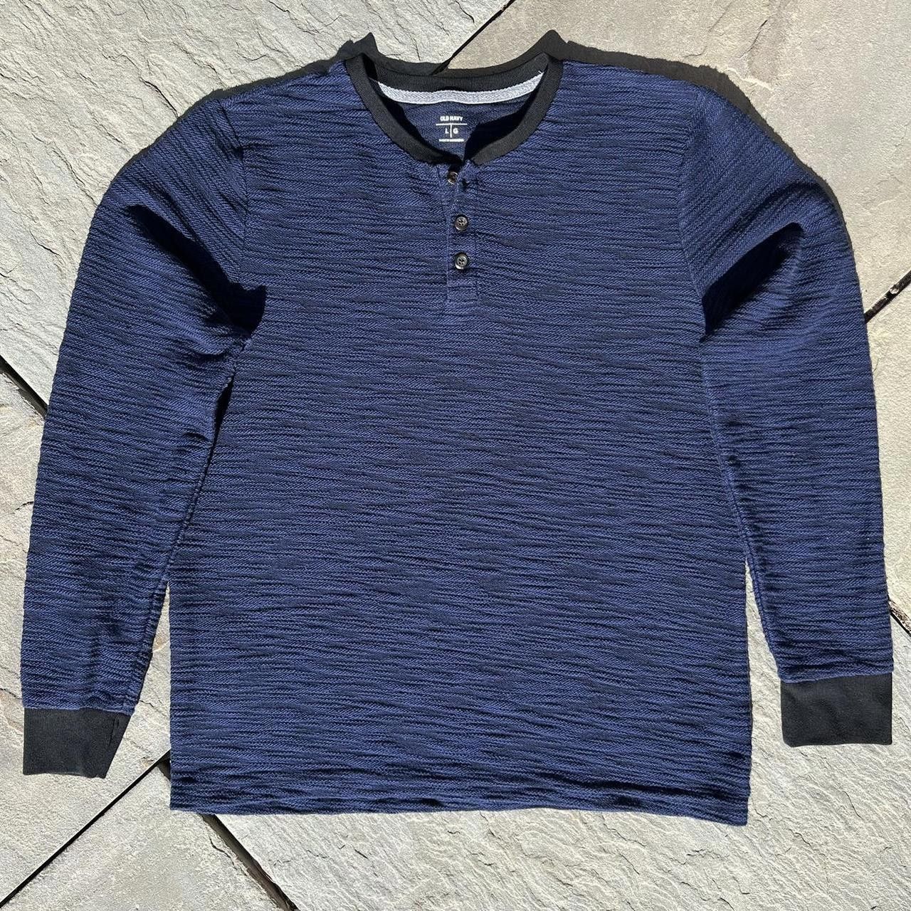 Old Navy Textured Fabric Dark Blue Henley Size US M / EU 48-50 / 2 - 1 Thumbnail