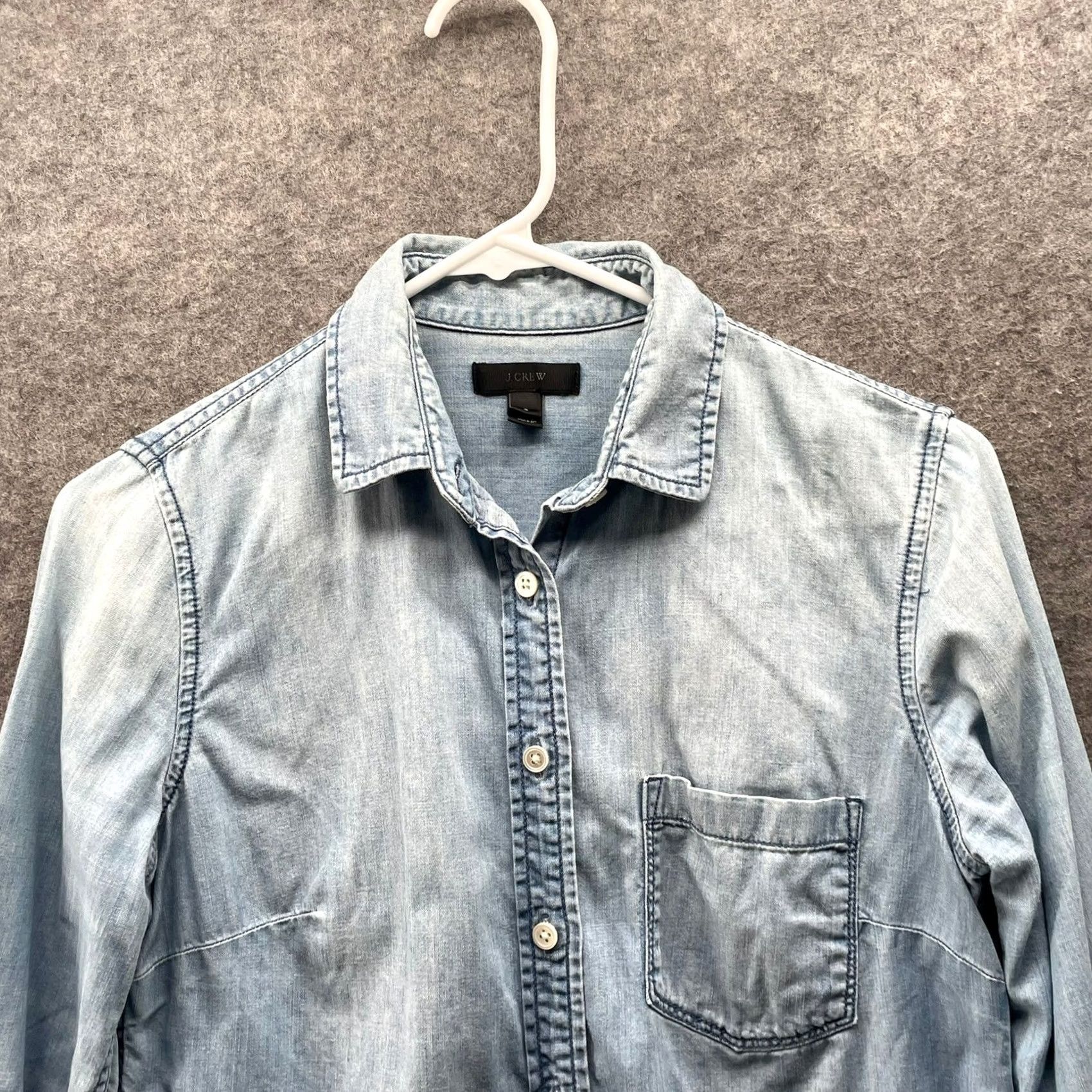 J.Crew J.Crew Chambray Button Down Shirt Womens 0 Light Blue Long Sleeve Cotton Western Size XS / US 0-2 / IT 36-38 - 3 Thumbnail