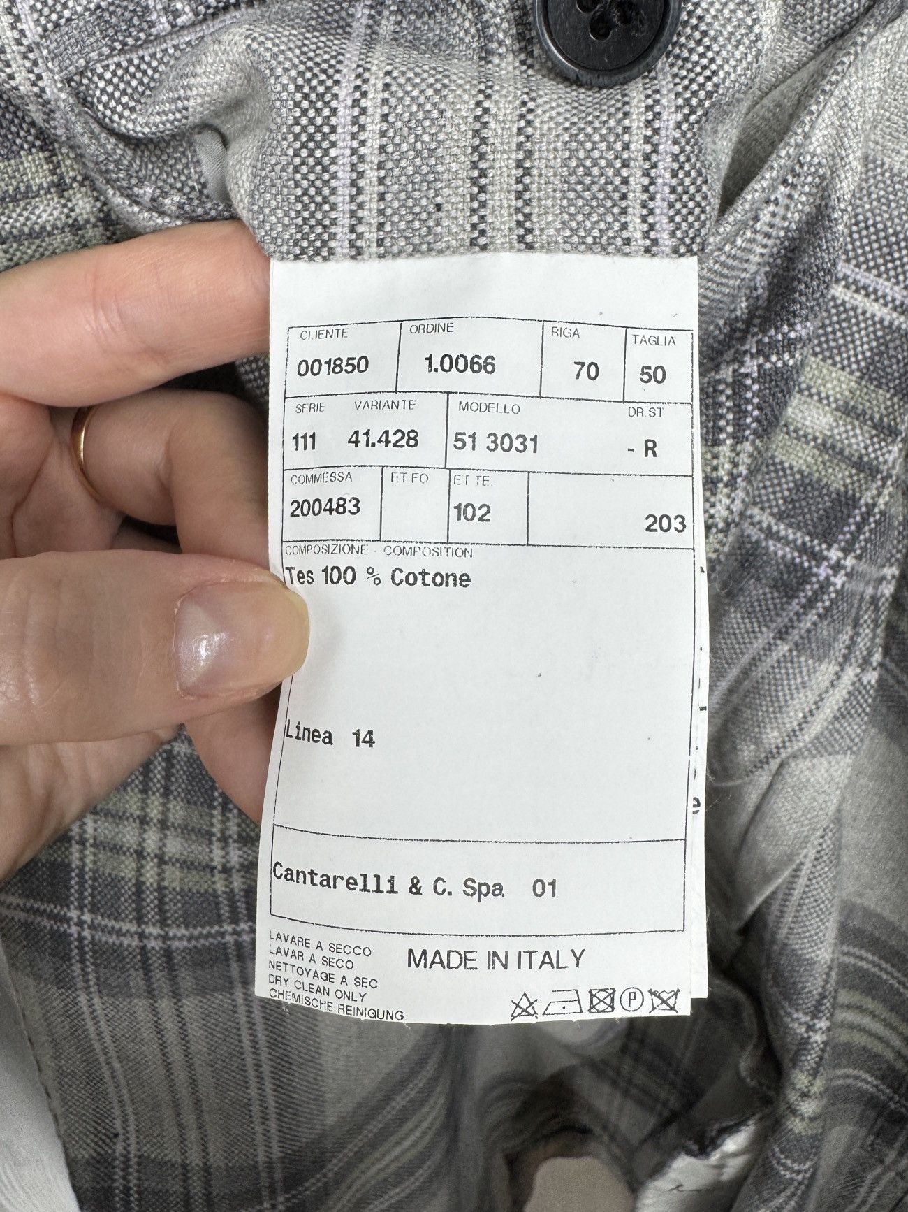Cantarelli Cantarelli Tailor Washed Checkered cotton unlined blazer Size 40R - 11 Thumbnail