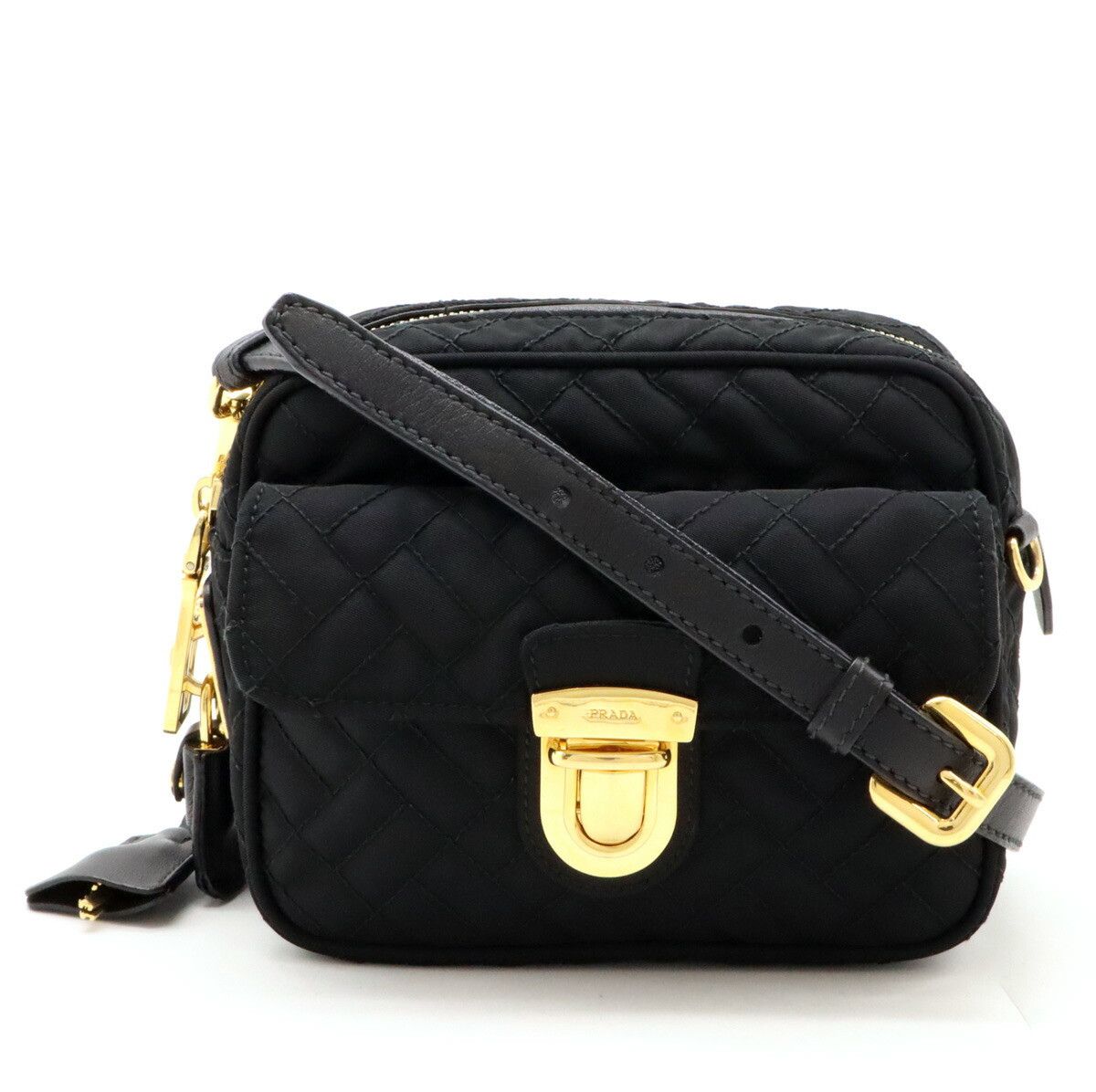 Prada Prada Prada Nylon Leather Shoulder Bag Black Canvas Crossbody Bag in Great Condition Size ONE SIZE - 1 Thumbnail
