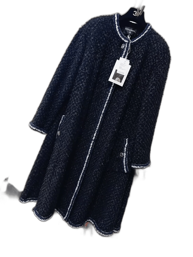 Chanel Chanel Black Long Coat with Colorful Trim Size M / US 6-8 / IT 42-44 - 1 Thumbnail