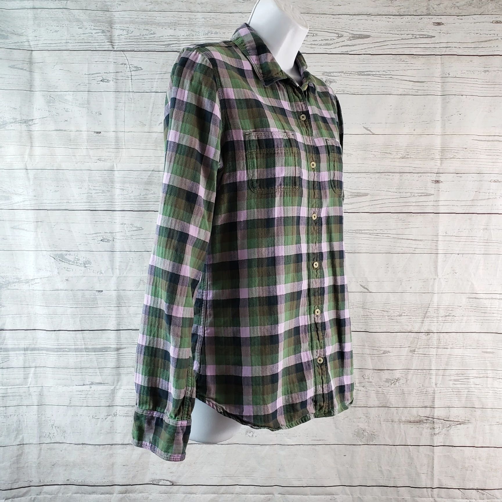 The North Face The North Face Womens Button Front Shirt M Green Purple Checks Long Sleeve Shirt Size M / US 6-8 / IT 42-44 - 3 Thumbnail