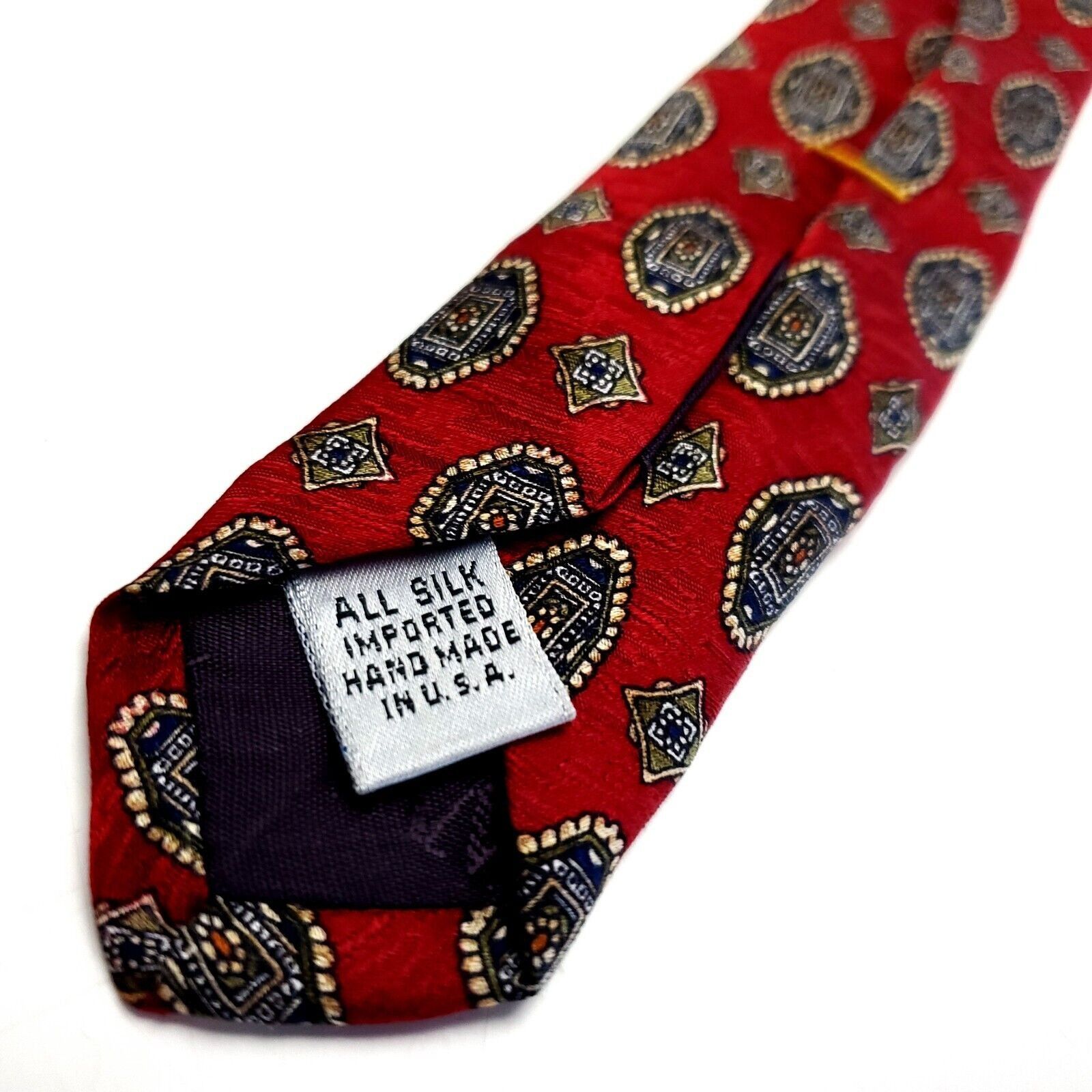 XMI Platinum XMI Red Beige Silk Tie Woven Geometric Size ONE SIZE - 5 Thumbnail