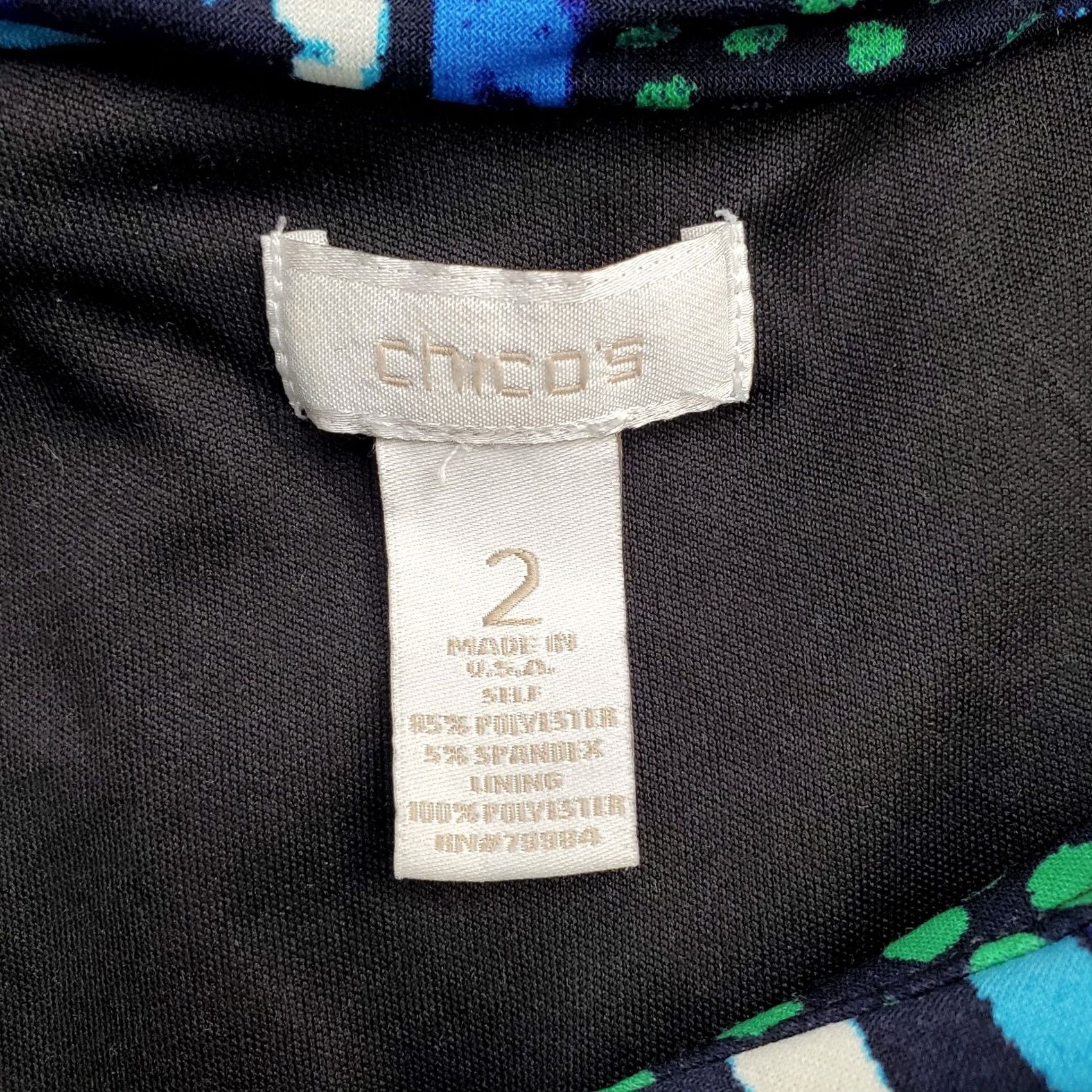Vintage Chico's Maxi Dress Womens Large Multi Geo Print Polyester Stretch Pleated V Neck Size L / US 10 / IT 46 - 5 Thumbnail