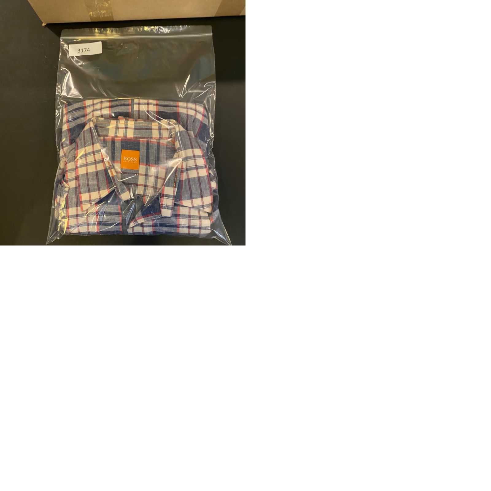 Hugo Boss HUGO BOSS Orange Shirt Mens Large Blue Red Plaid Button Up Pocket Dress Top L/S Size US L / EU 52-54 / 3 - 9 Thumbnail