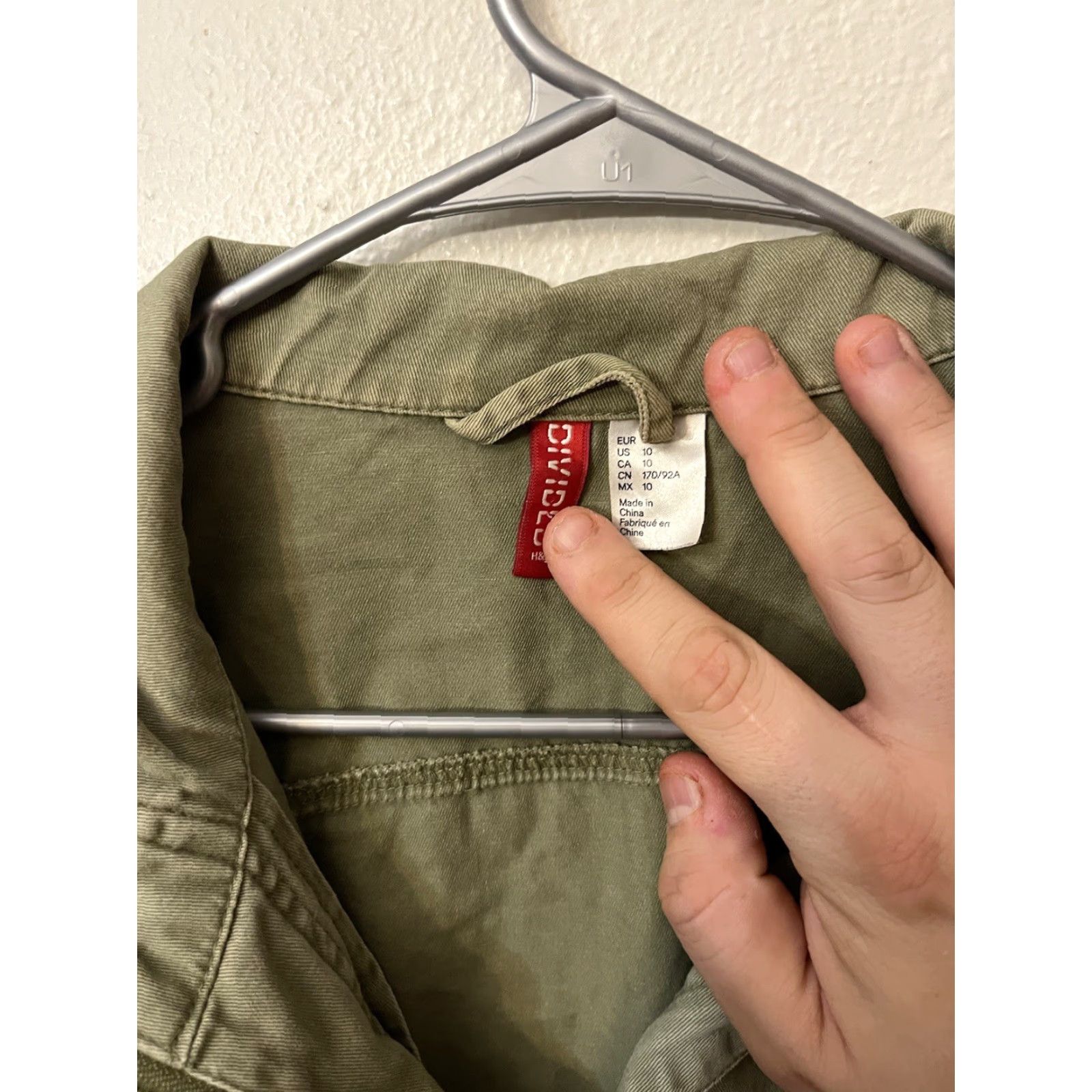 H&M VINTAGE Divided by H&M Womens Army Green Utility Jacket Hooded Size 10 Long Sleeve Military Size L / US 10 / IT 46 - 3 Thumbnail
