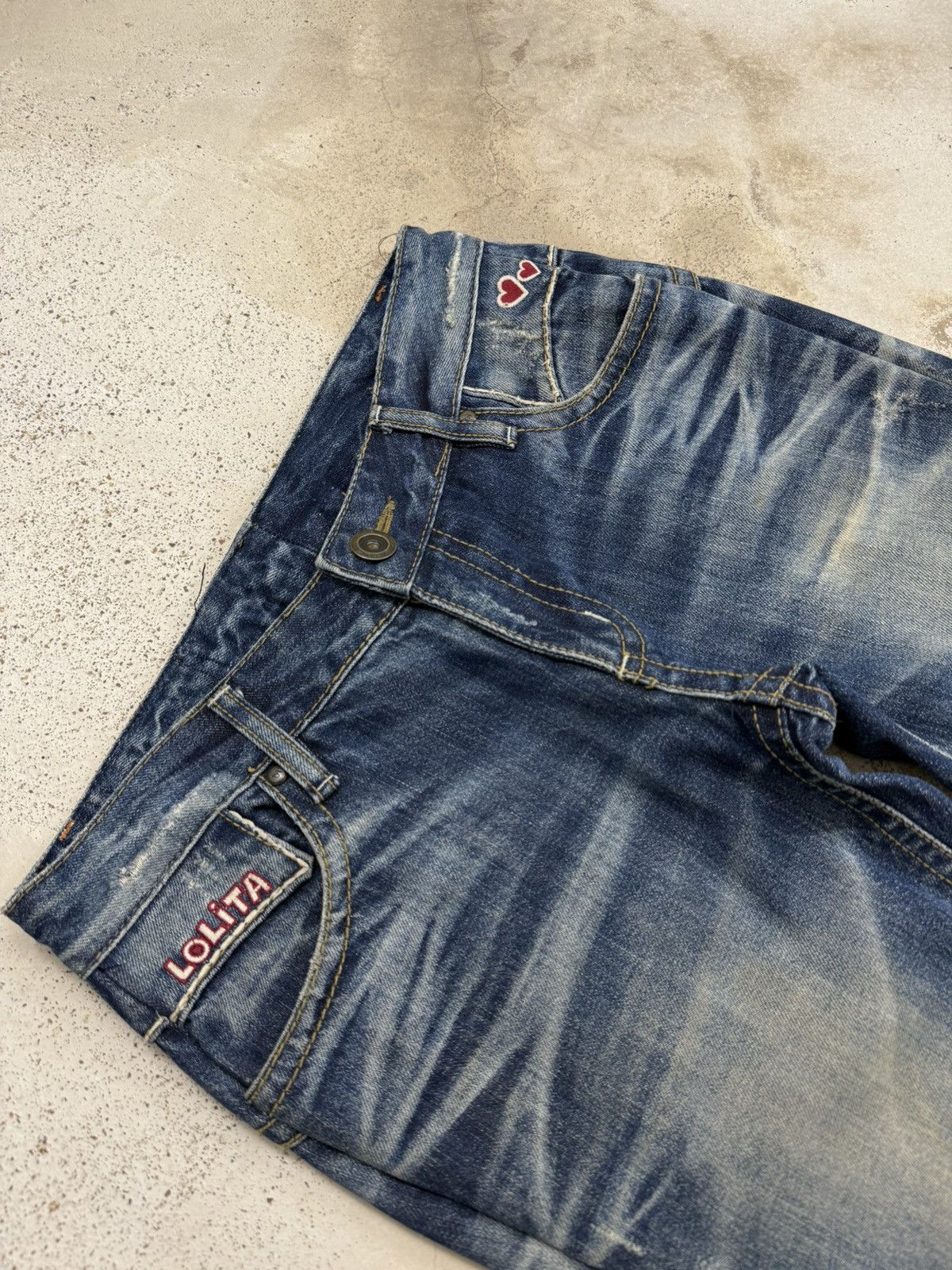 Japanese Brand Lolita Distressed Embroidery Mudwash Whisker Union Jack Pant Size US 29 - 8 Thumbnail