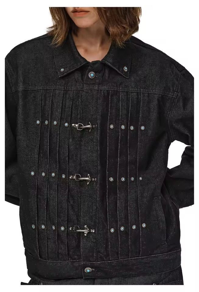 Japanese Brand Fireman Clasp Black Cropped Denim Jacket Size US L / EU 52-54 / 3 - 7 Thumbnail