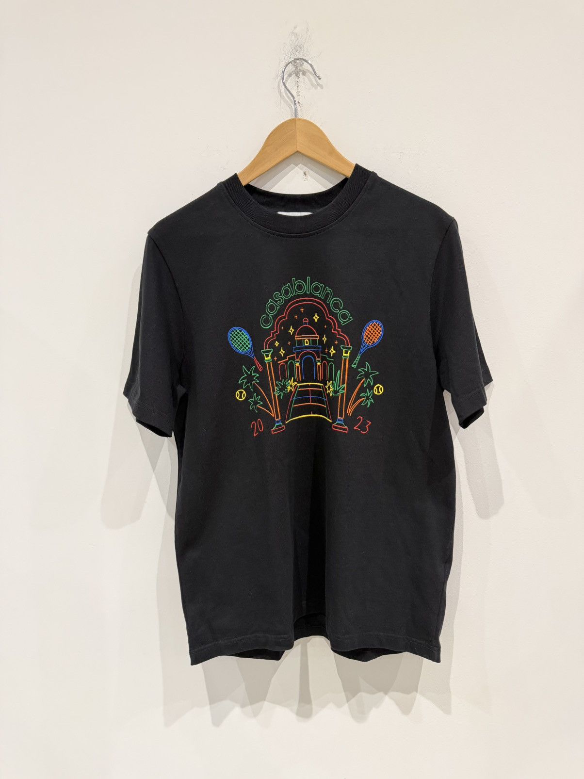 Casablanca Rainbow Grayon Temple Shirt Black Size: M