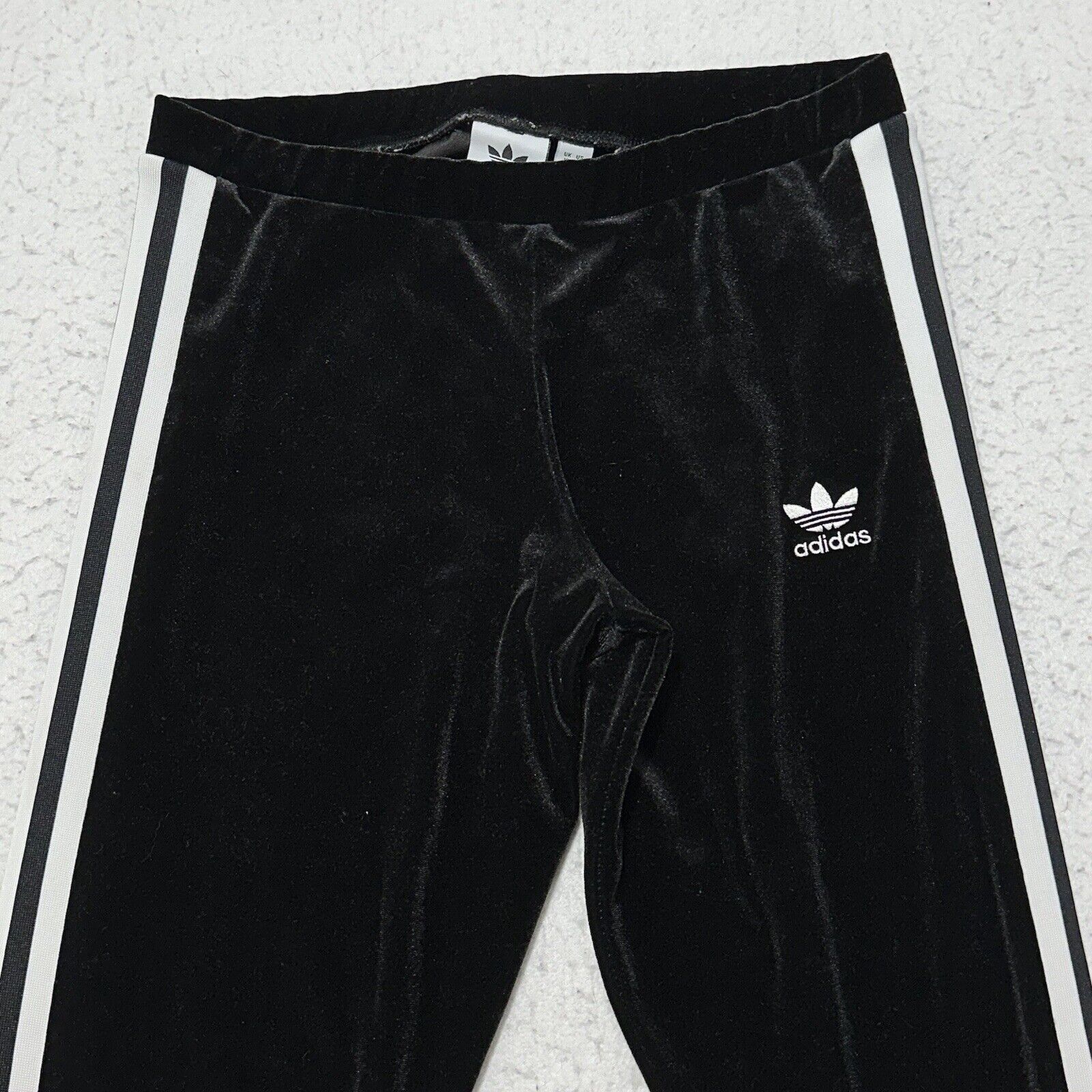 Adidas Adidas Small Velvet 3 Stripe Leggings Black White Trefoil Size 28" / US 6 / IT 42 - 2 Thumbnail
