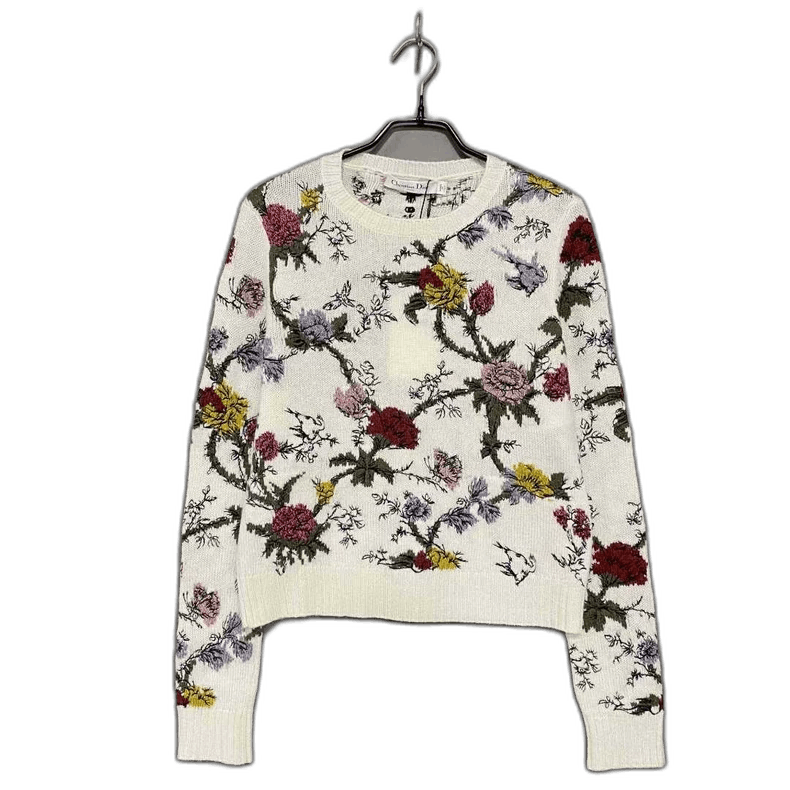 Embroidered Floral Wool Sweater by Dior