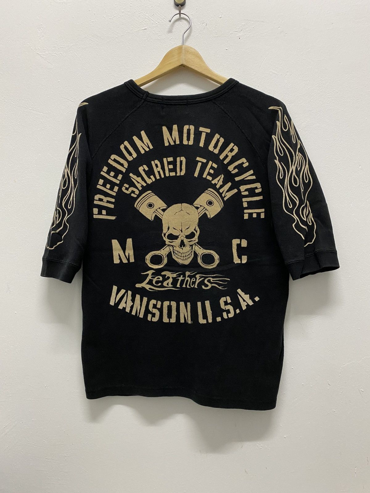 If Six Was Nine VANSON LEATHERS SKULL FLAME LONGSLEEVE ROCK PUNK STYLE Size US M / EU 48-50 / 2 - 2 Thumbnail