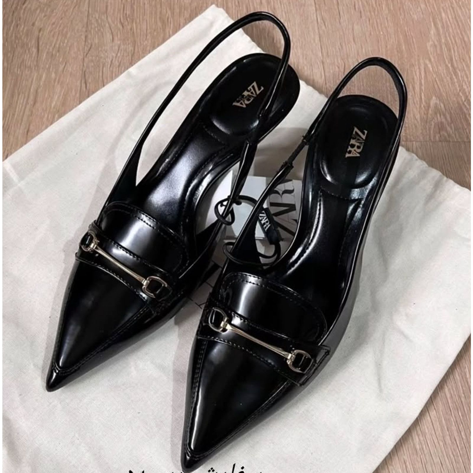 Zara ZARA Black Embellished Slingbacks NWT Size US 7.5 / IT 37.5 - 18 Thumbnail