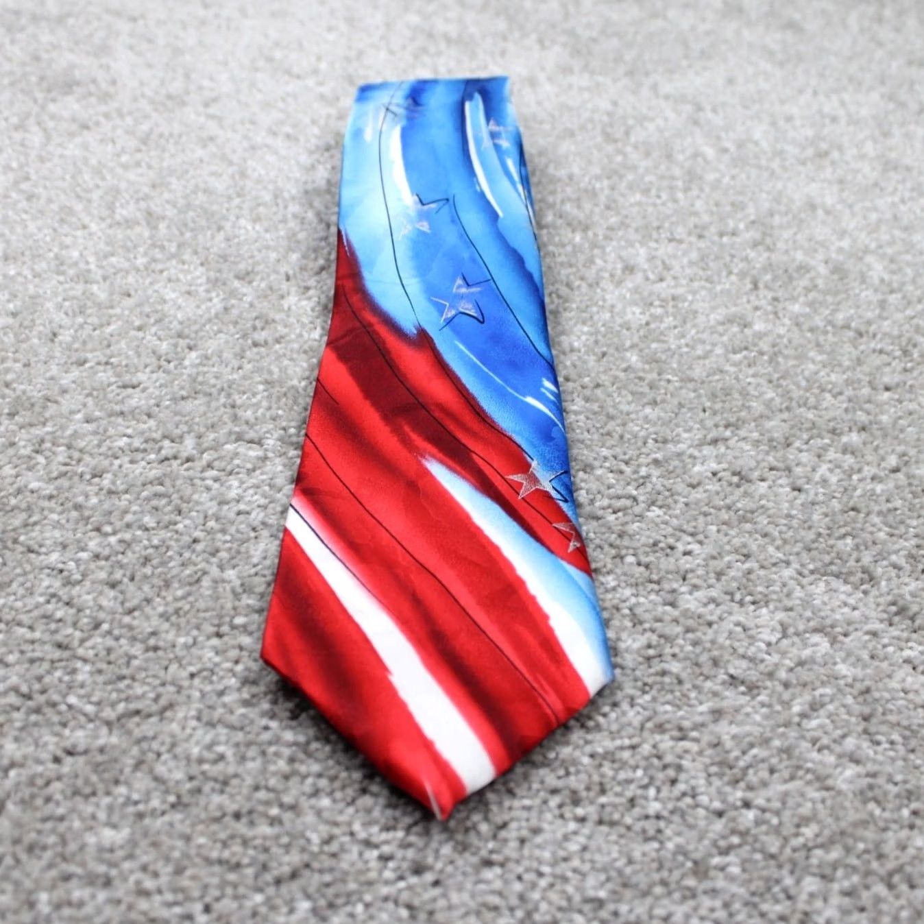 Vintage J. Garcia Necktie Mens Silk Blue/Red Geometric 58" Classic Tie Bold Blue Accent Logo 100% Silk Pattern Geometric 57"-60" Length Mens NN Size ONE SIZE - 2 Thumbnail