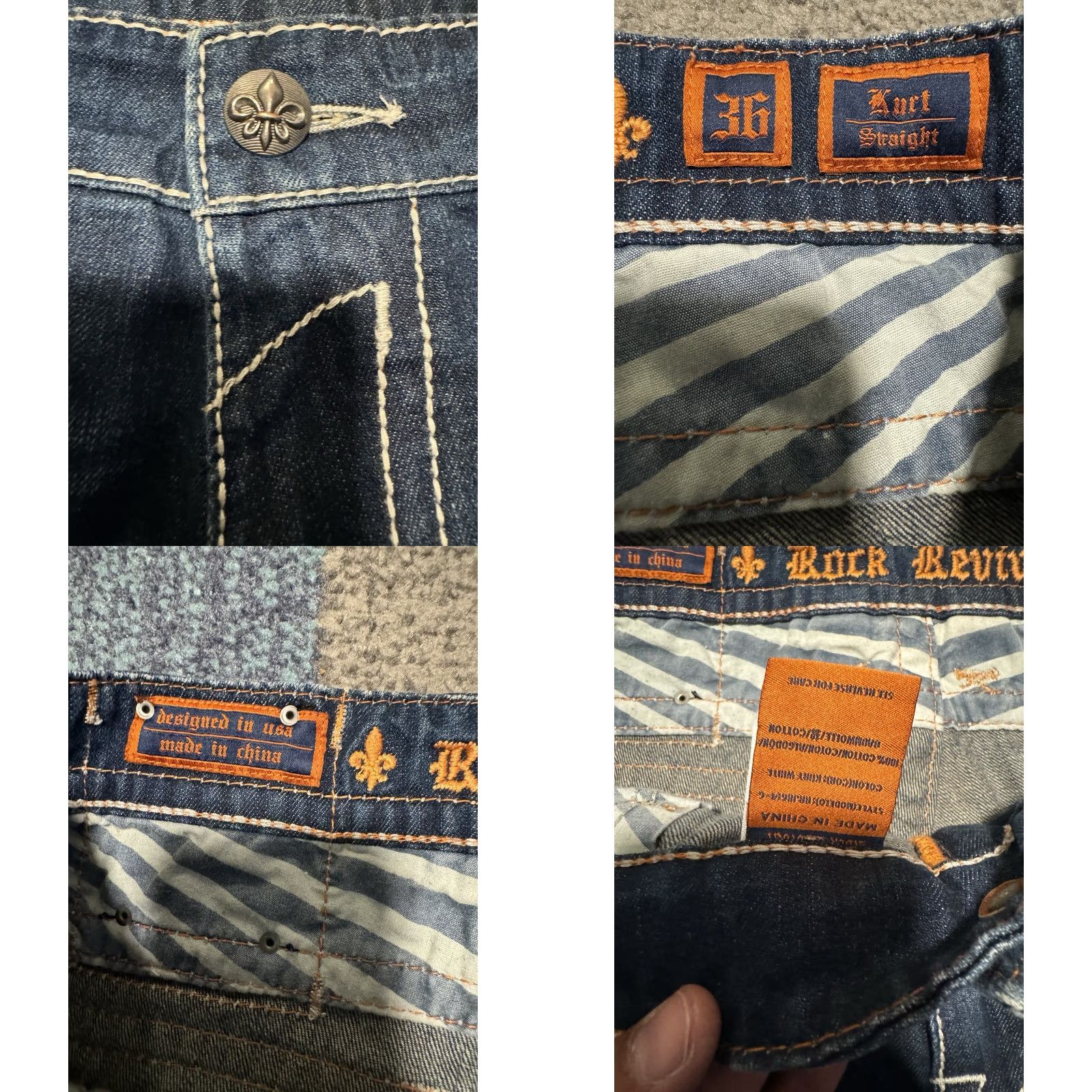 Vintage Rock Revival Jeans Blue Denim Kurt Straight Leg 36x31 Mens Regular 5-Pocket Denim Blue Jeans Rock Revival Size US 36 / EU 52 - 8 Thumbnail