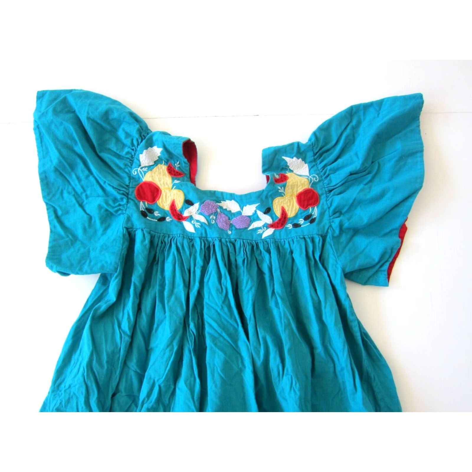 Vintage VINTAGE Lindsey Blake Cotton Blue Embroidered Floral Pocket Long Maxi Kaftan Dress M Size M / US 6-8 / IT 42-44 - 3 Thumbnail