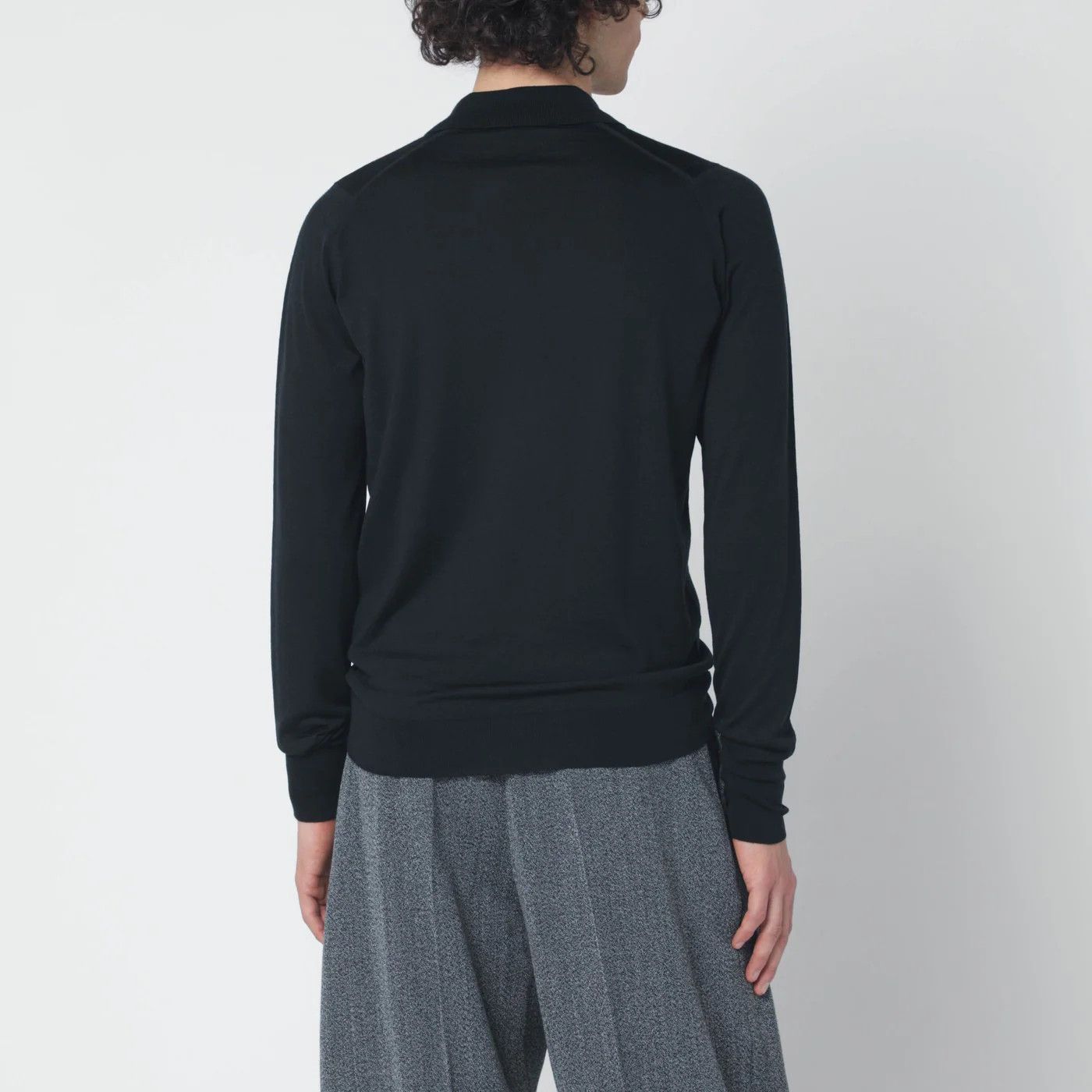 John Smedley o1d2blof0526 Wool Polo Shirt in Black Size US XXL / EU 58 / 5 - 2 Thumbnail